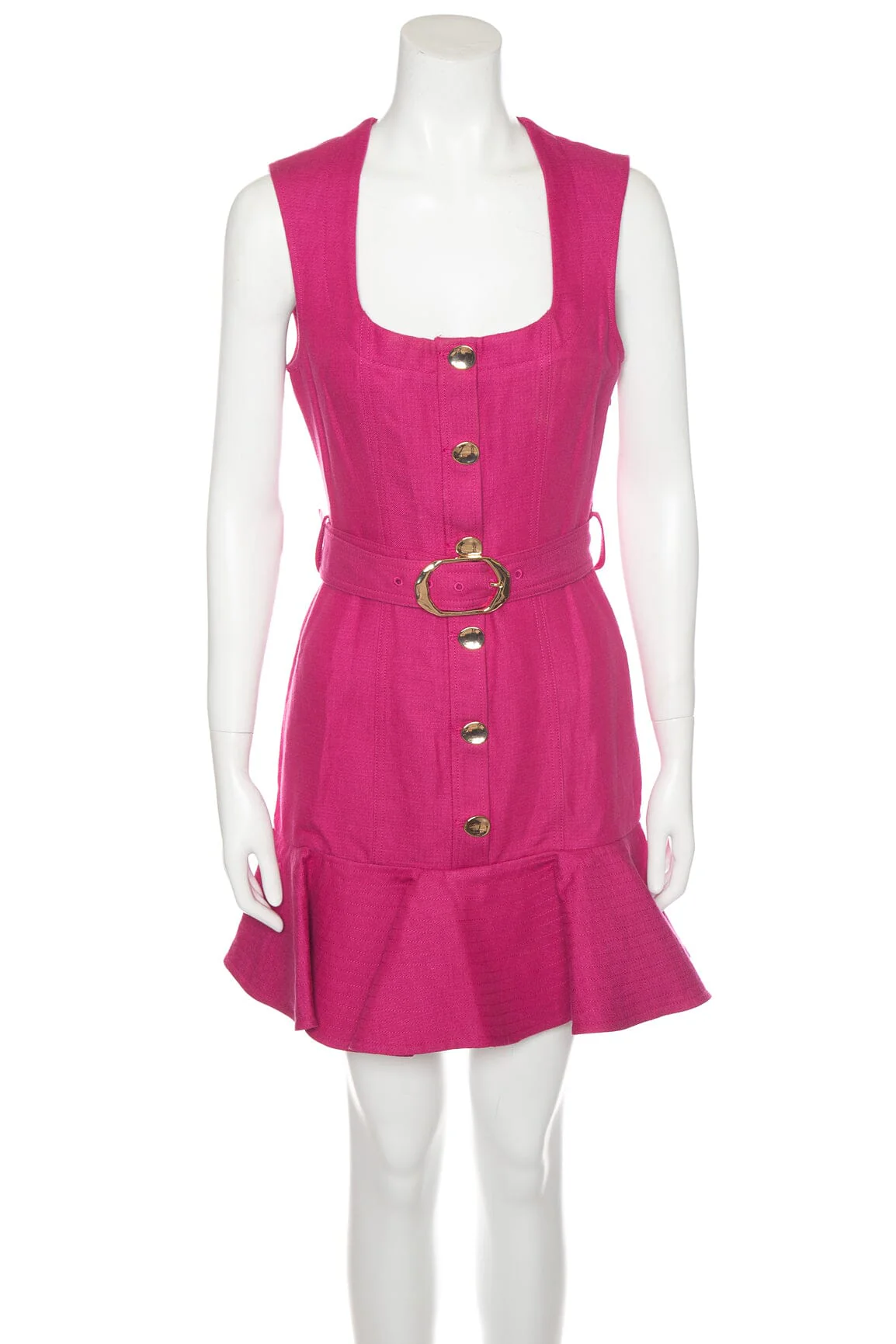 Acler "Finsbury" Magenta Gold Button Front Scoop Neck Dress SZ 4
