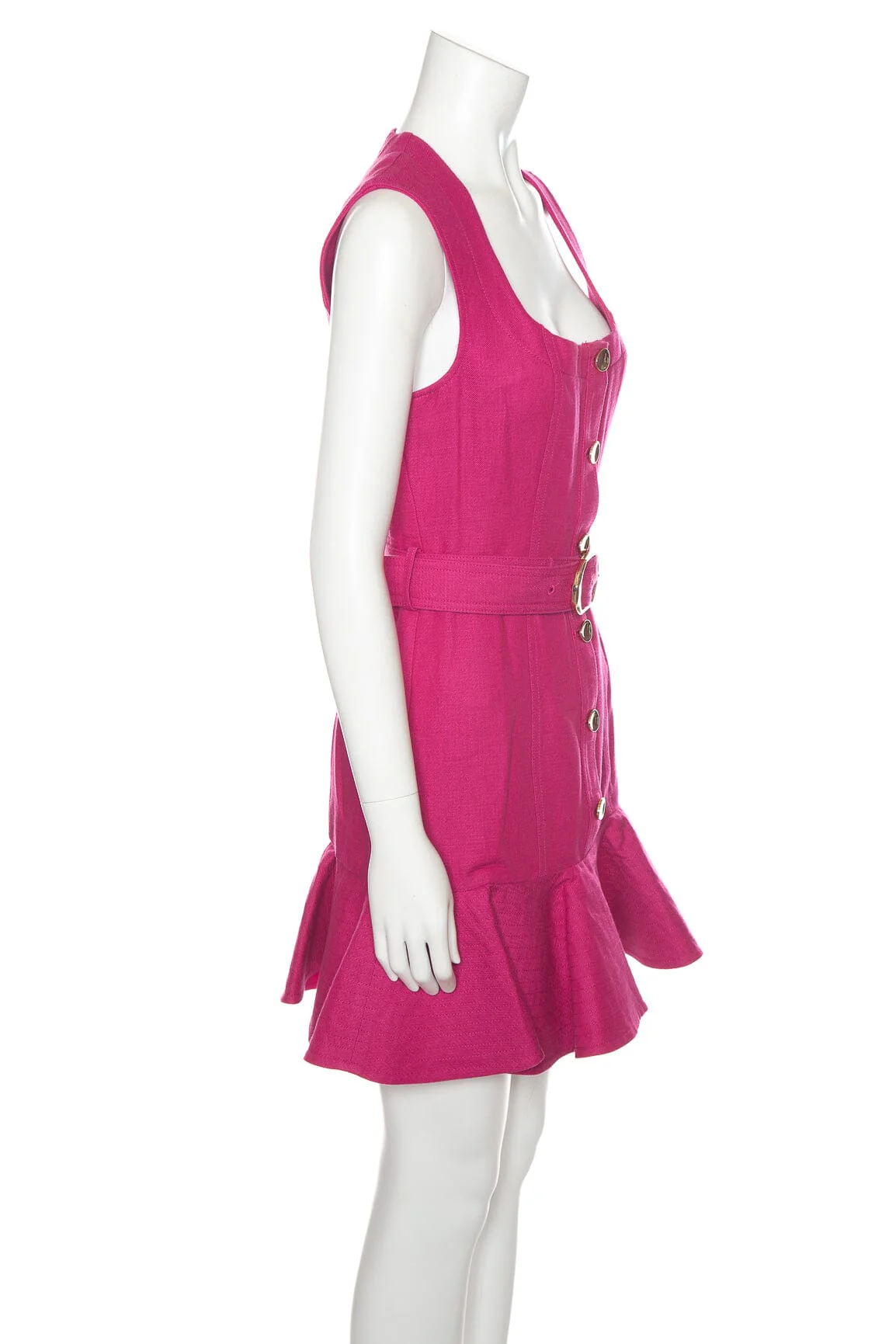 Acler "Finsbury" Magenta Gold Button Front Scoop Neck Dress SZ 4 - Image 2