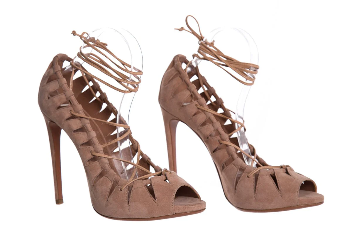 Alaïa Mauve Suede Cutout Accent Peep-Toe Pumps SZ 41 - Image 3