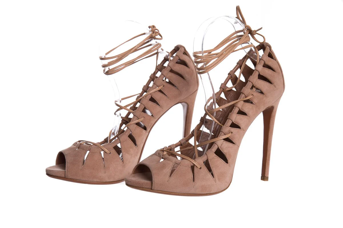 Alaïa Mauve Suede Cutout Accent Peep-Toe Pumps SZ 41 - Image 5