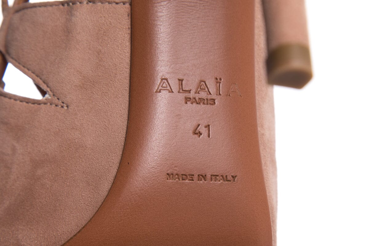 Alaïa Mauve Suede Cutout Accent Peep-Toe Pumps SZ 41 - Image 7