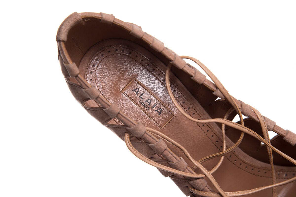Alaïa Mauve Suede Cutout Accent Peep-Toe Pumps SZ 41 - Image 8