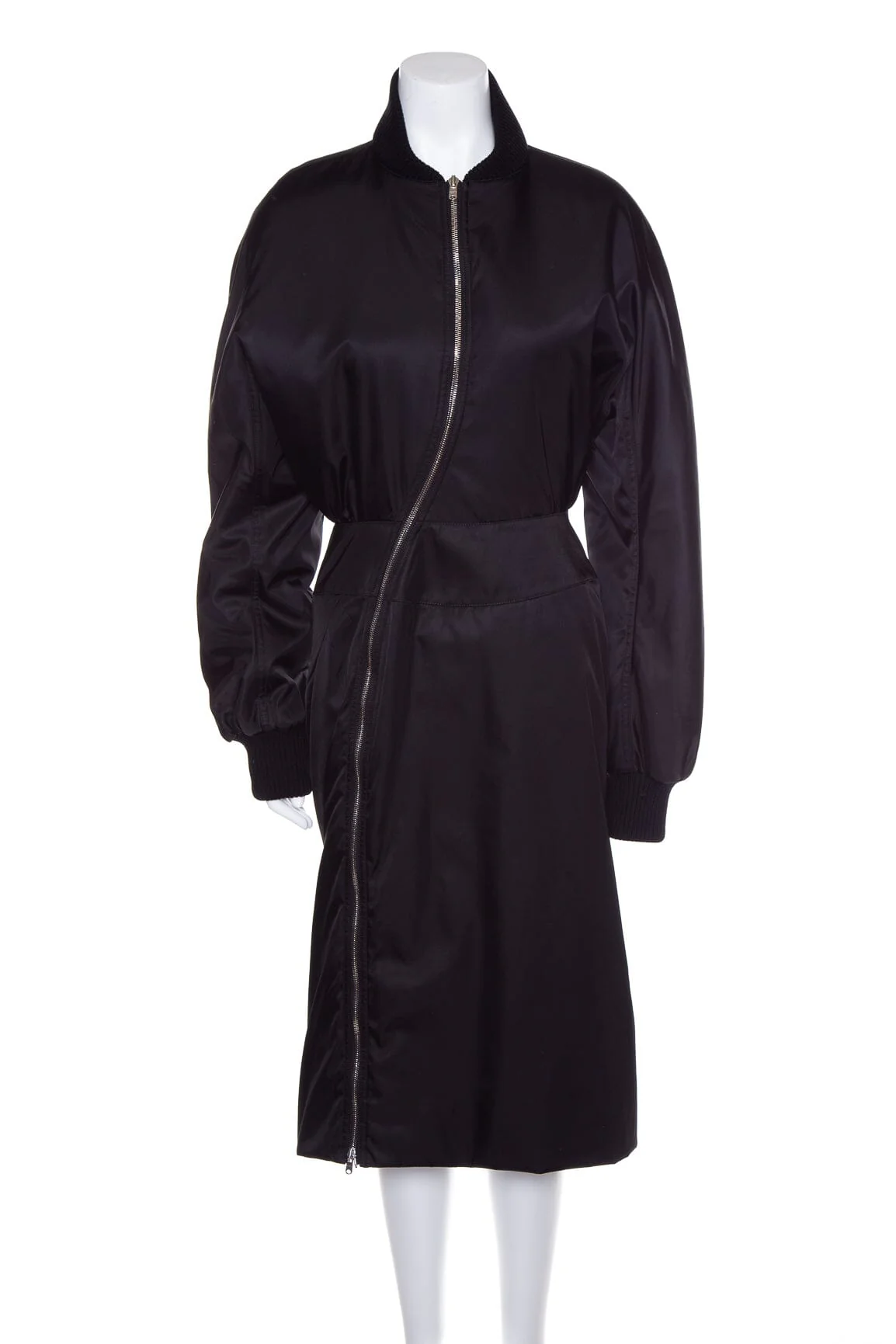 Alaia paris Black A-symmetrical Zipper Coat SZ 42