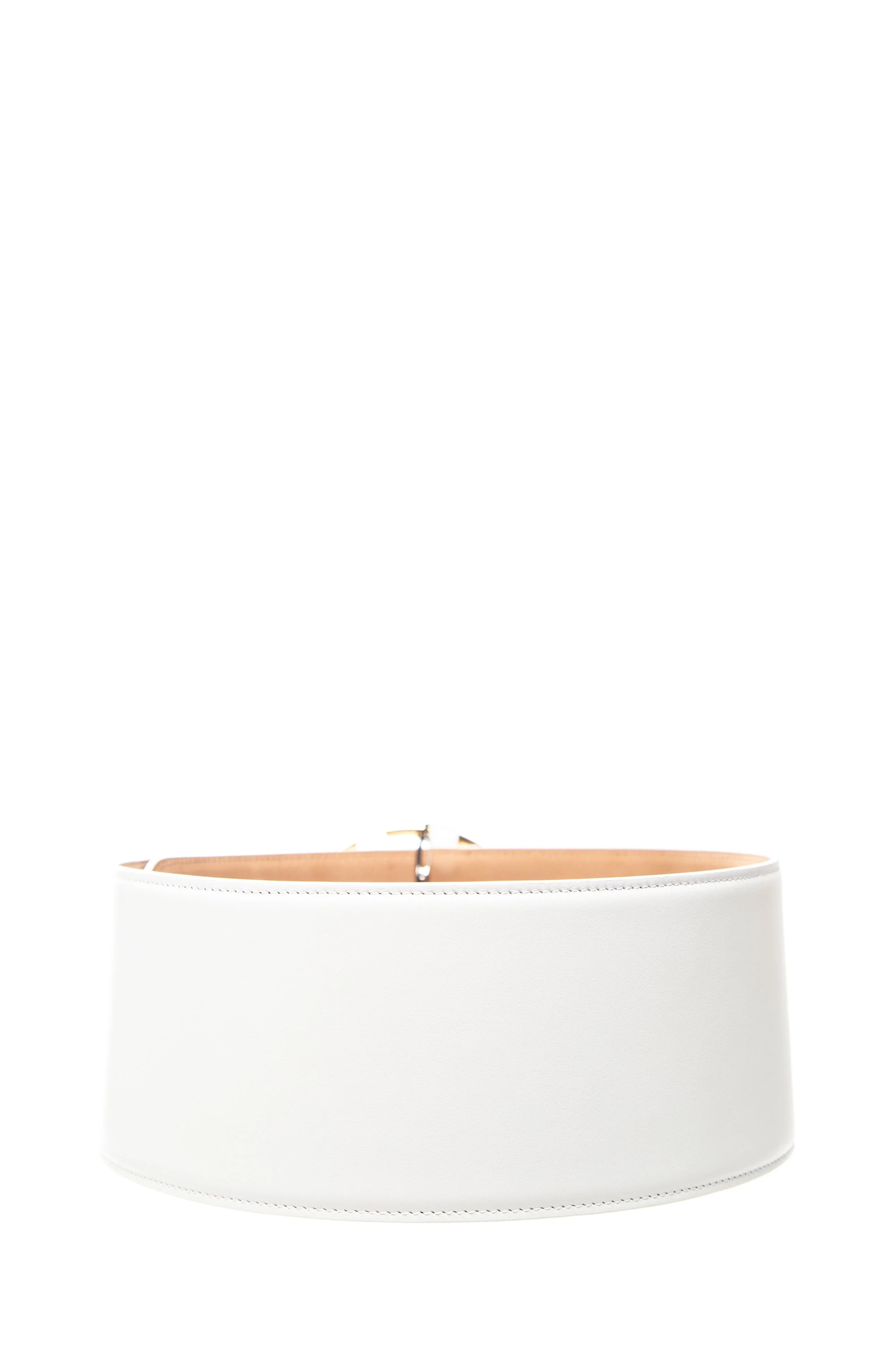 Alaia White Leather and Gold Belt SZ 75 - Image 2