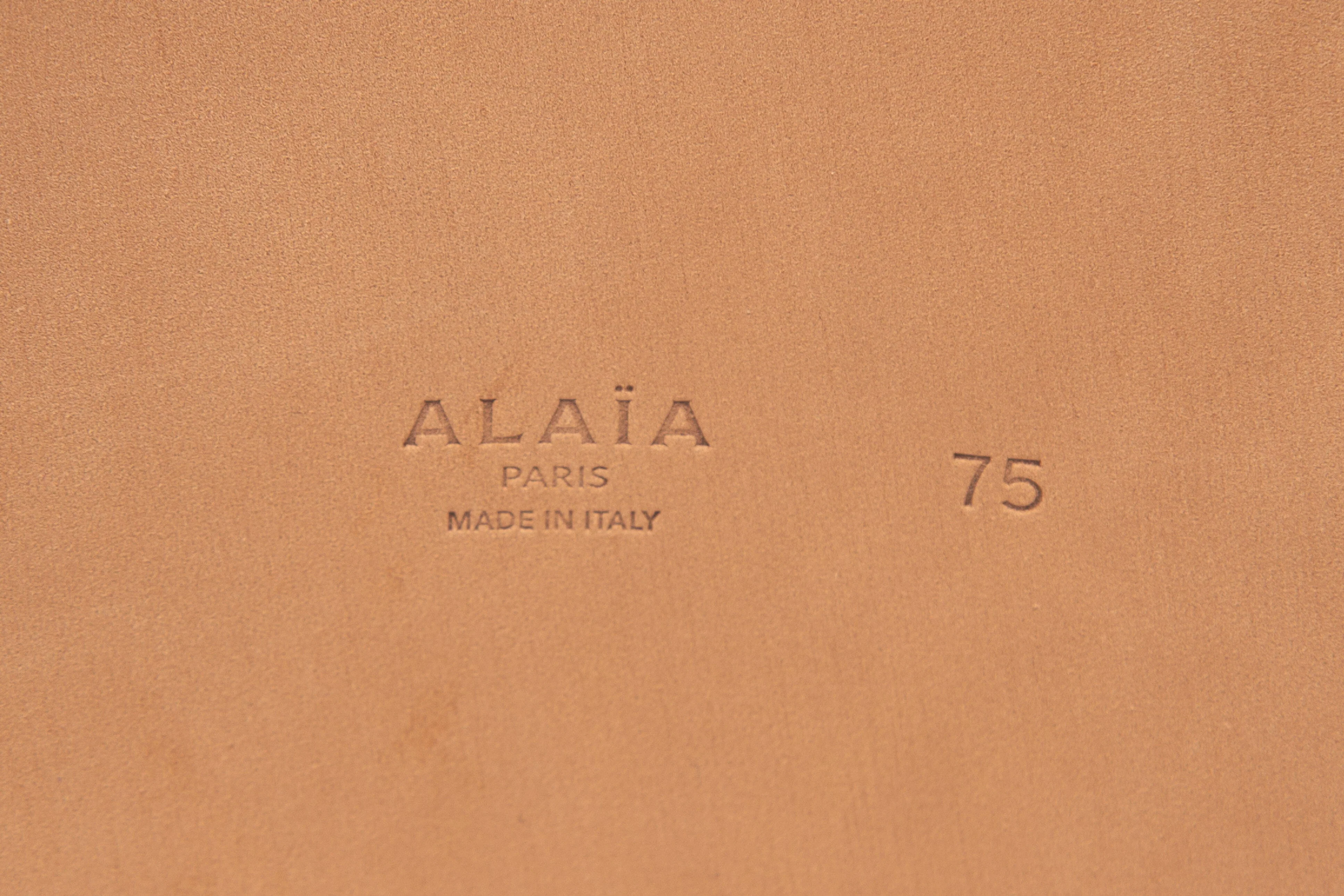 Alaia White Leather and Gold Belt SZ 75 - Image 3