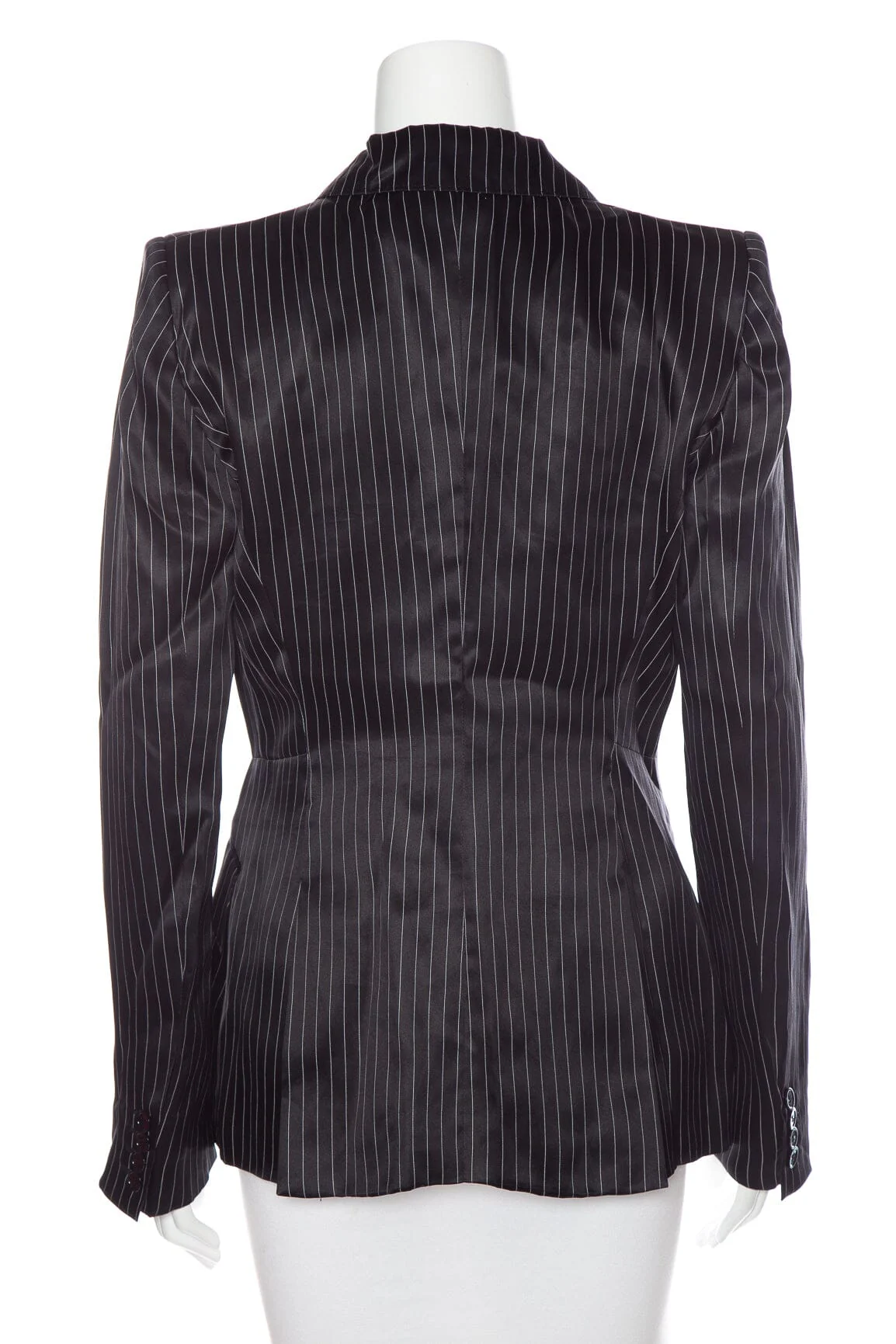 Alexander McQueen Black and White Stripe Silk Blazer SZ 44 - Image 3