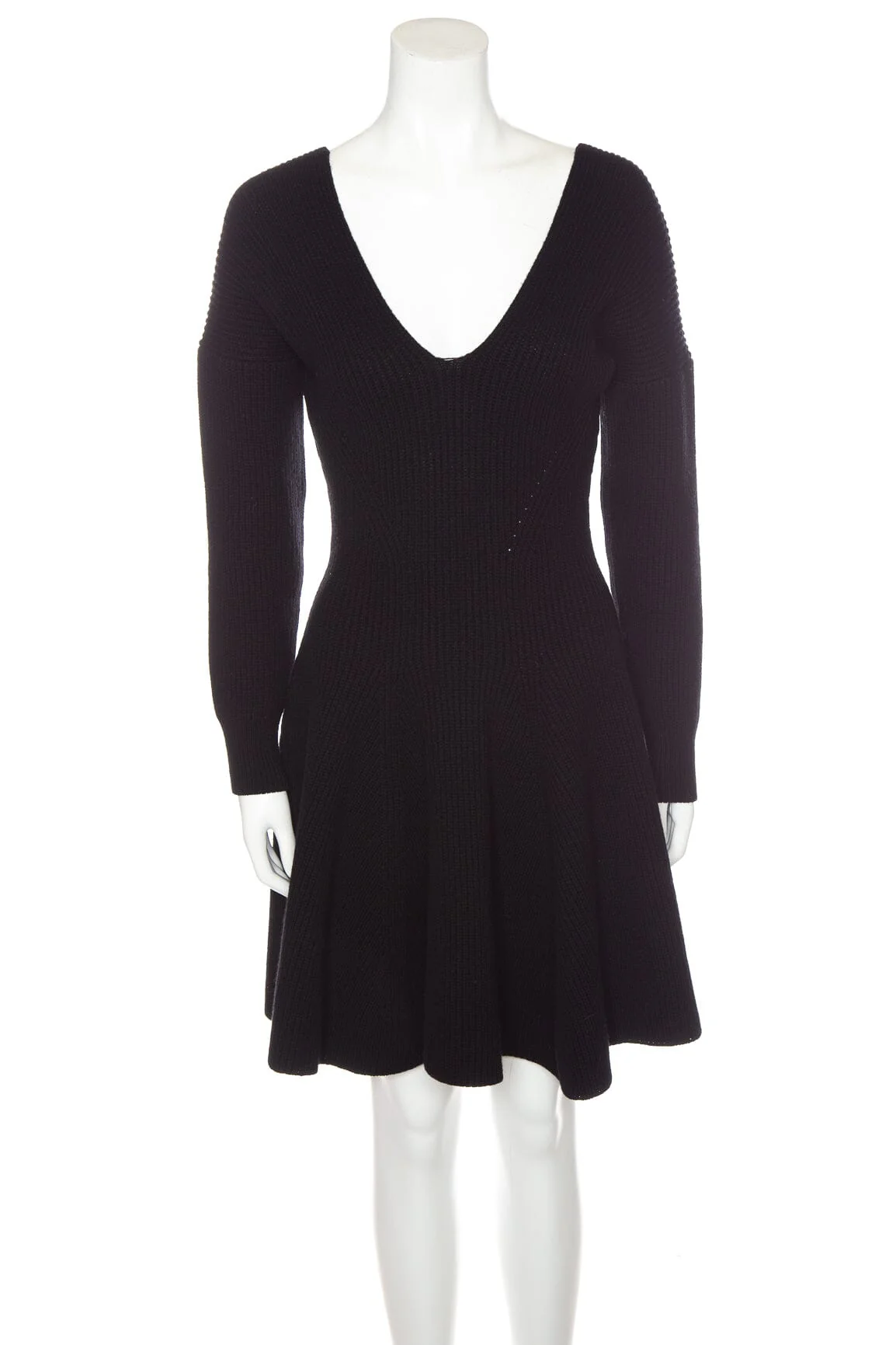 Alexander McQueen Black Ribbed Knit Dress SZ S