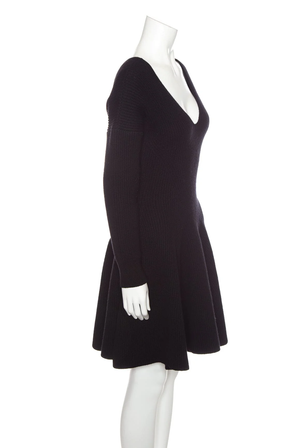 Alexander McQueen Black Ribbed Knit Dress SZ S - Image 2