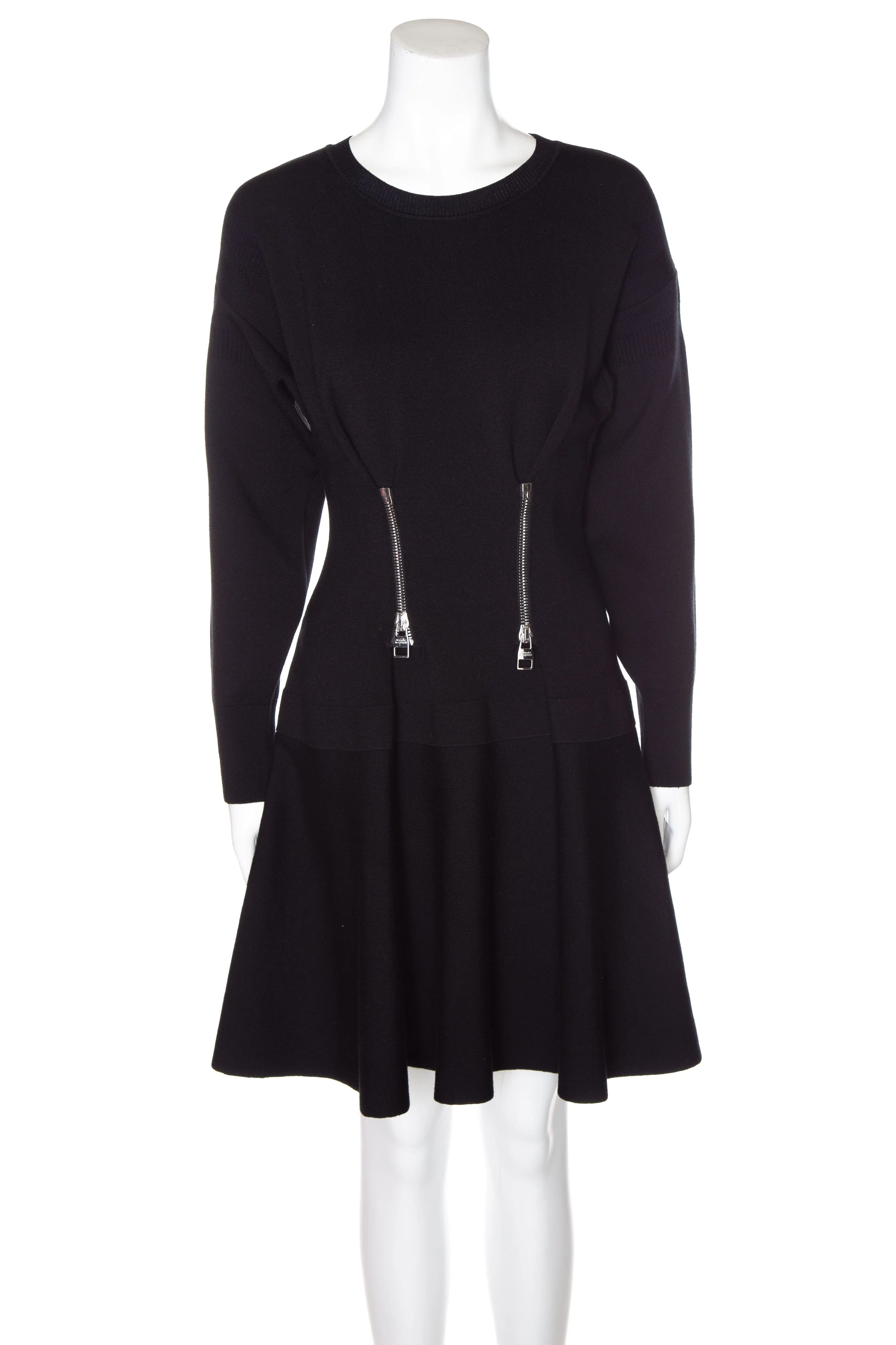 Alexander McQueen Black Zipper Detail Mini Dress SZ XS