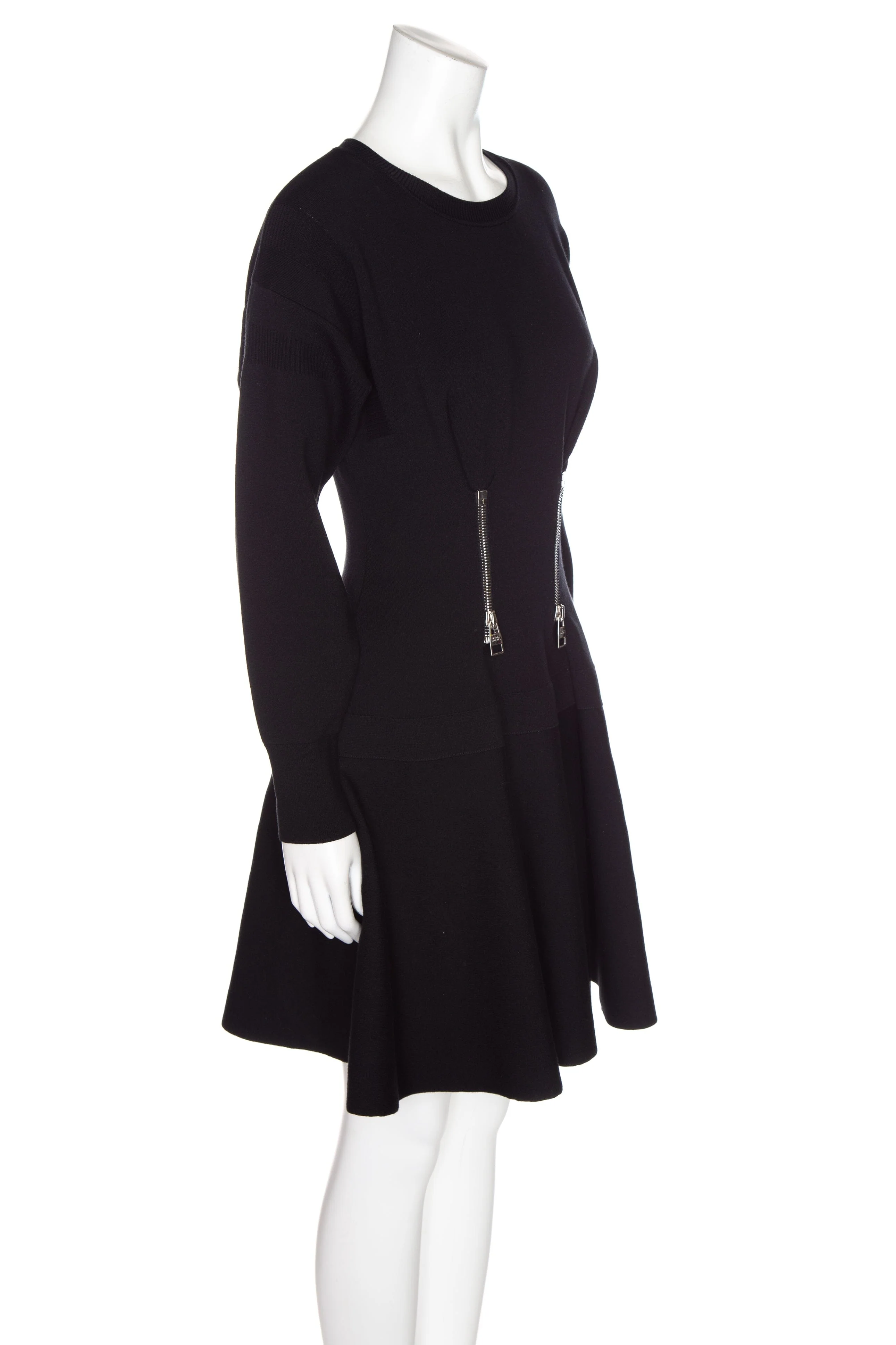Alexander McQueen Black Zipper Detail Mini Dress SZ XS - Image 2