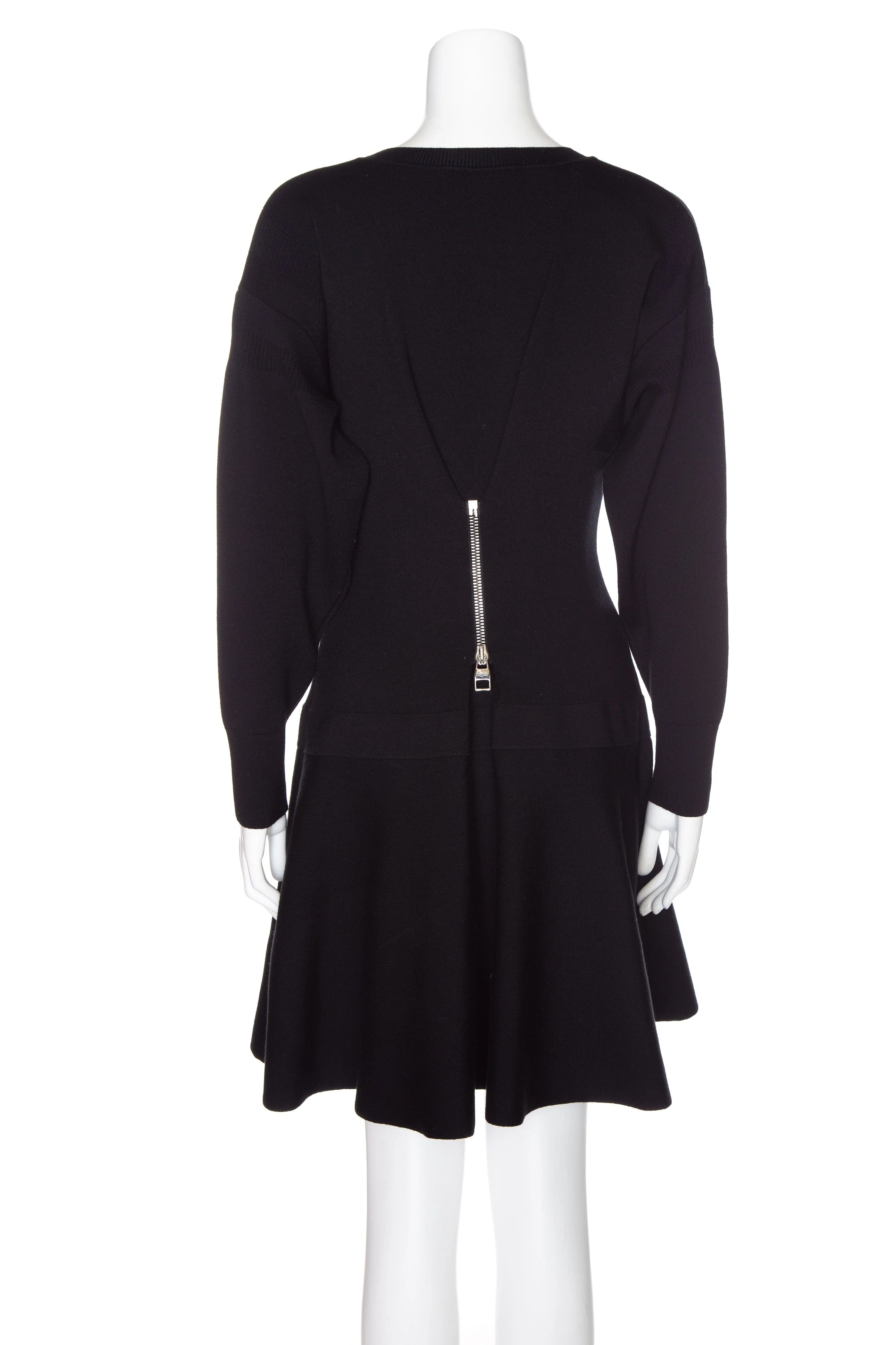 Alexander McQueen Black Zipper Detail Mini Dress SZ XS - Image 3