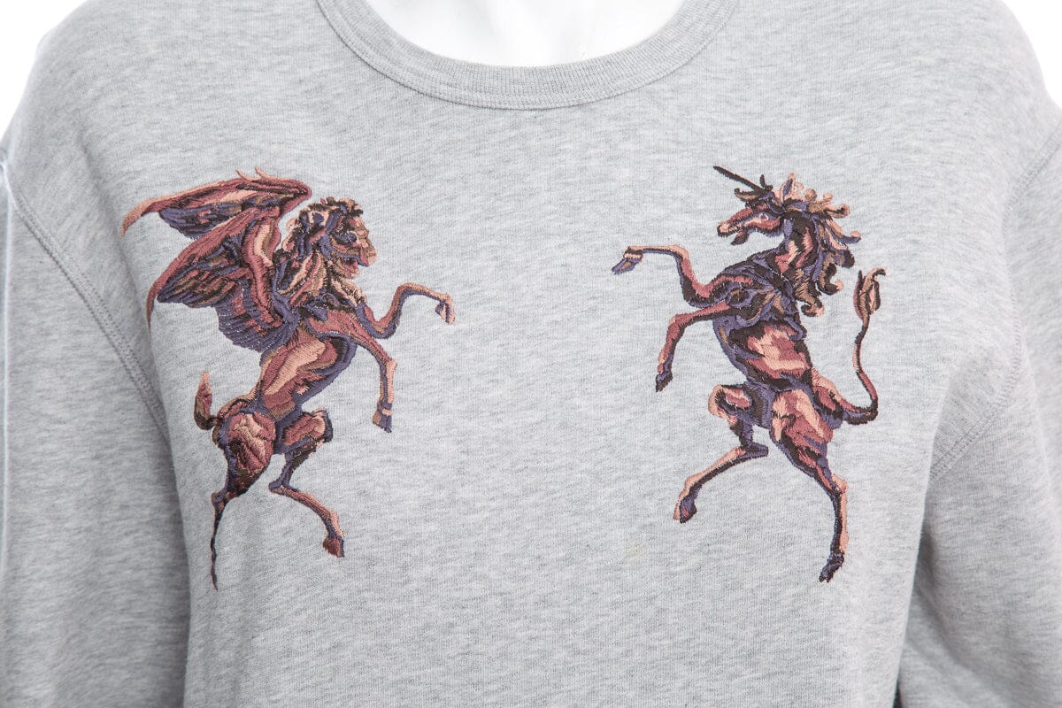 Alexander McQueen Grey Pegasus Sweatshirt SZ M - Image 4