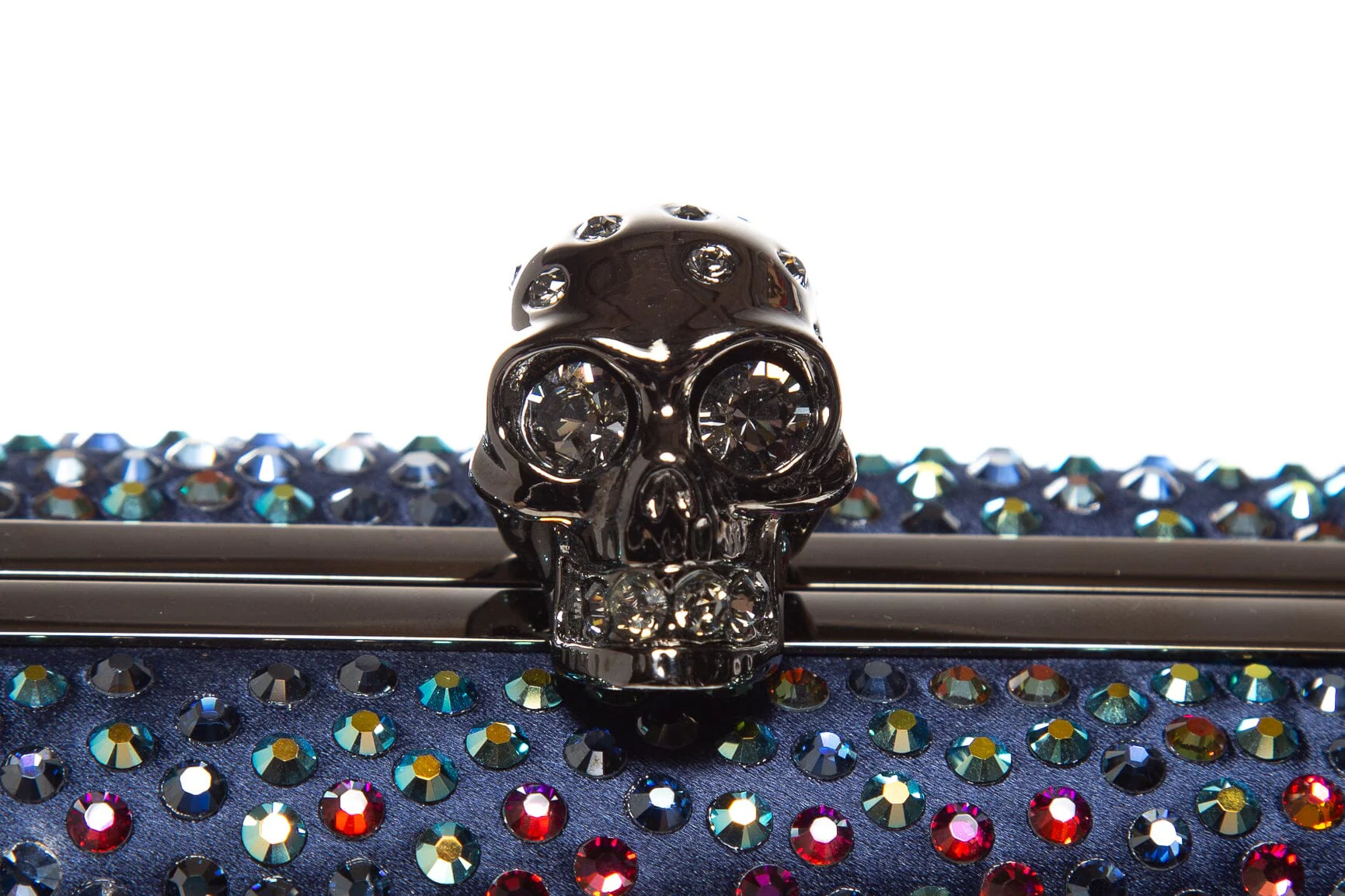 Alexander McQueen Navy Multi Embellished Skull Clutch - Image 5