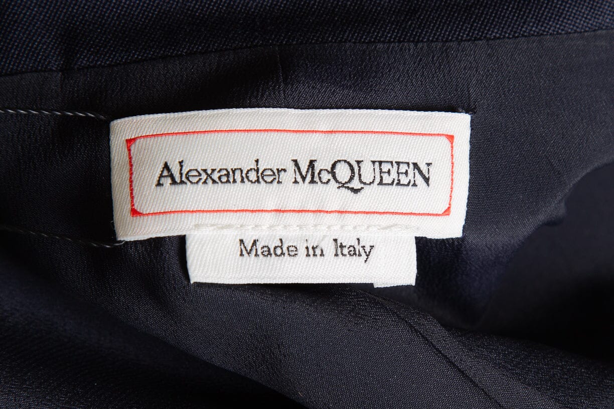 Alexander McQueen Navy Peplum Style Single Button Blazer SZ 38 - Image 4