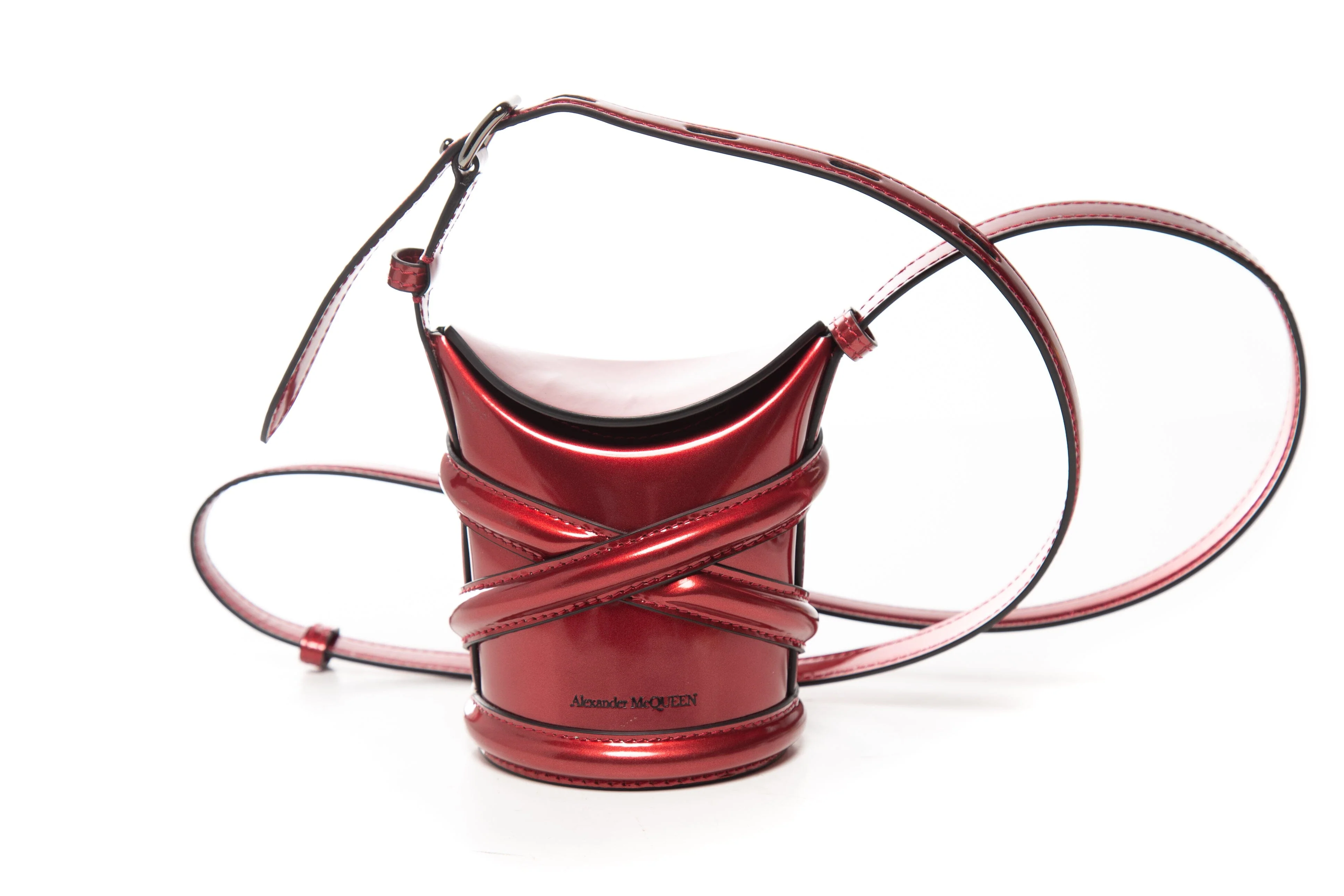 Alexander McQueen "The Curve" Red Bucket Bag - Image 5