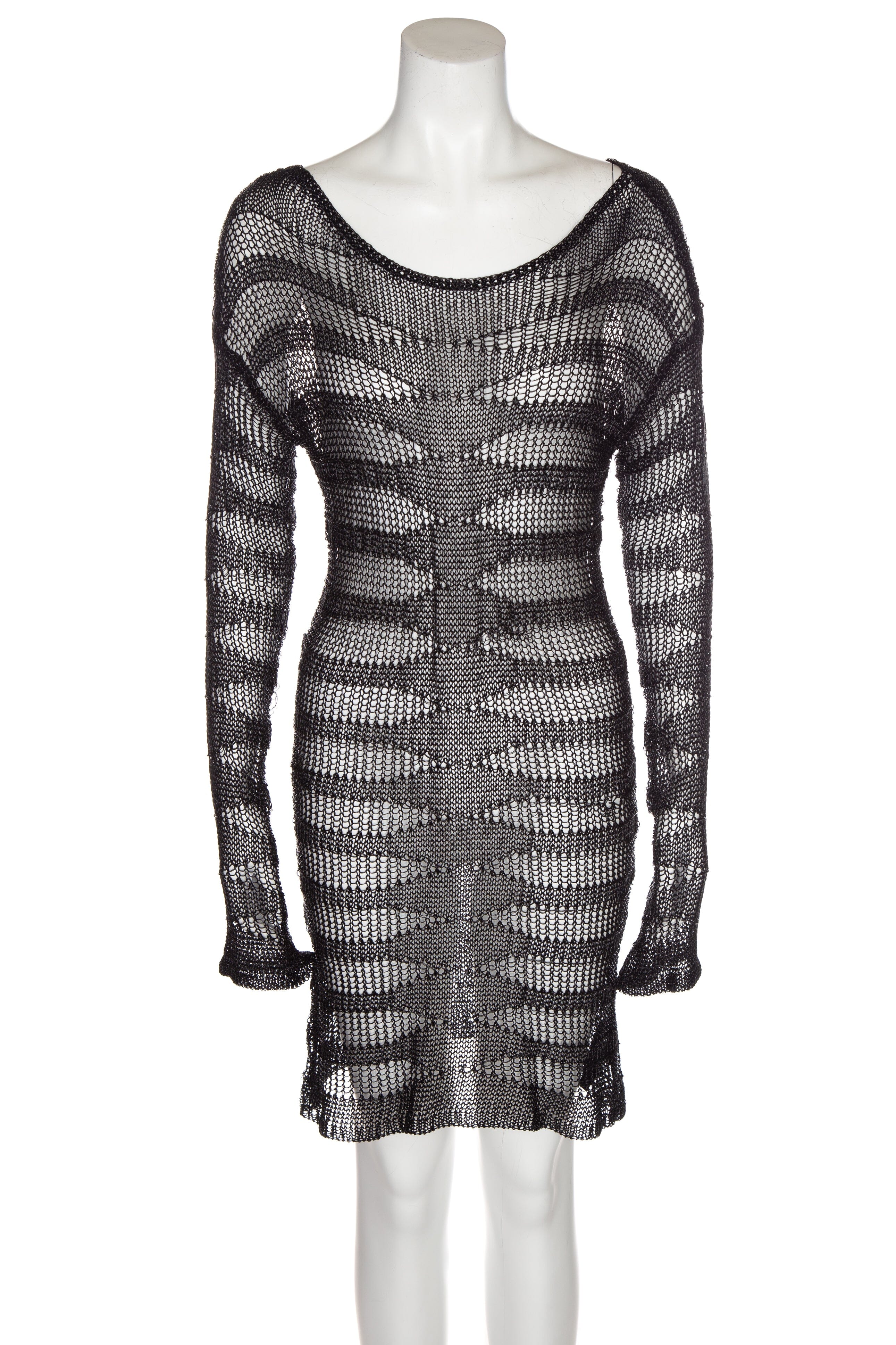 Alexander Wang Black Mesh Boat Neck Mini Dress SZ M