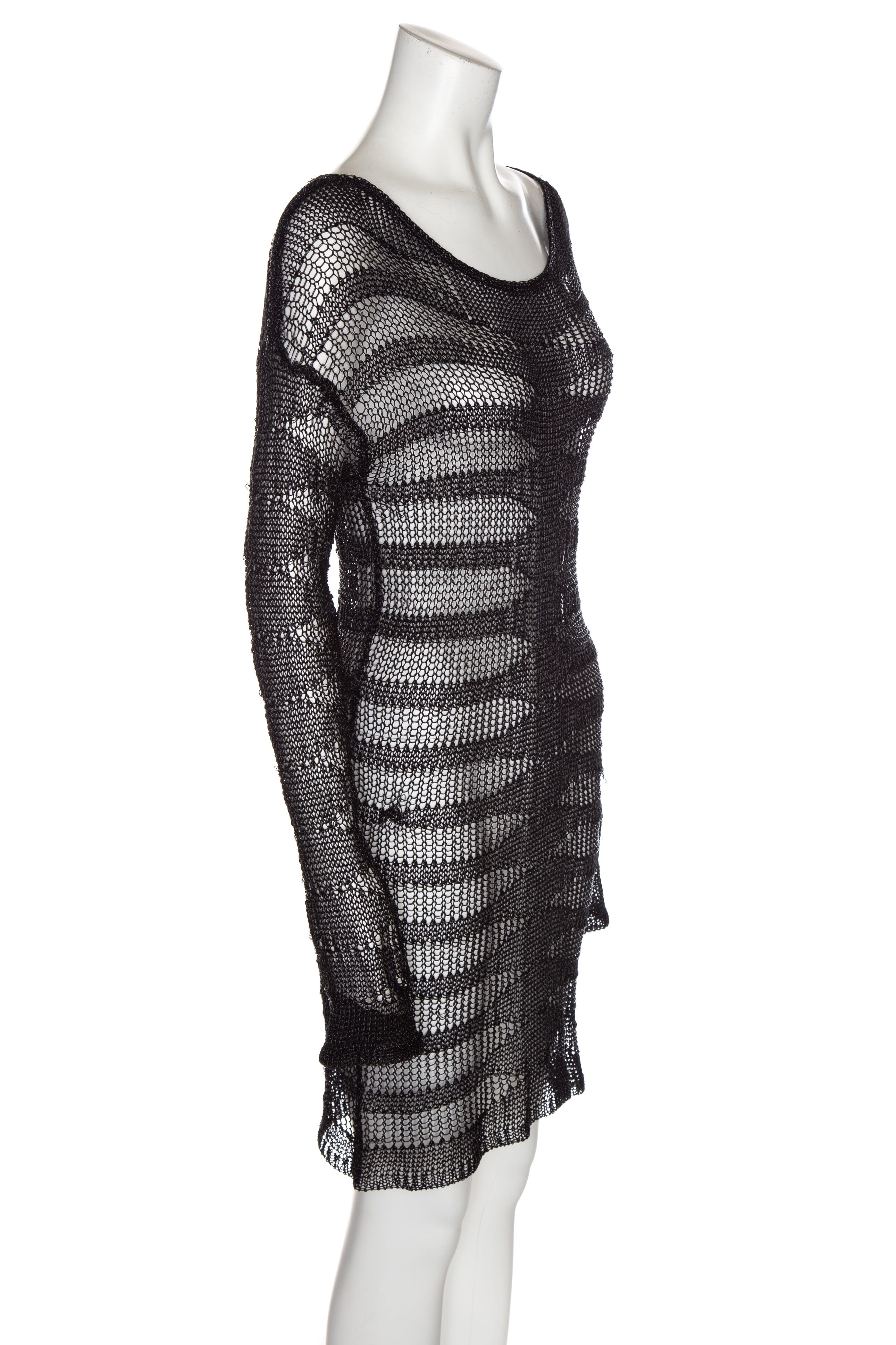 Alexander Wang Black Mesh Boat Neck Mini Dress SZ M - Image 2