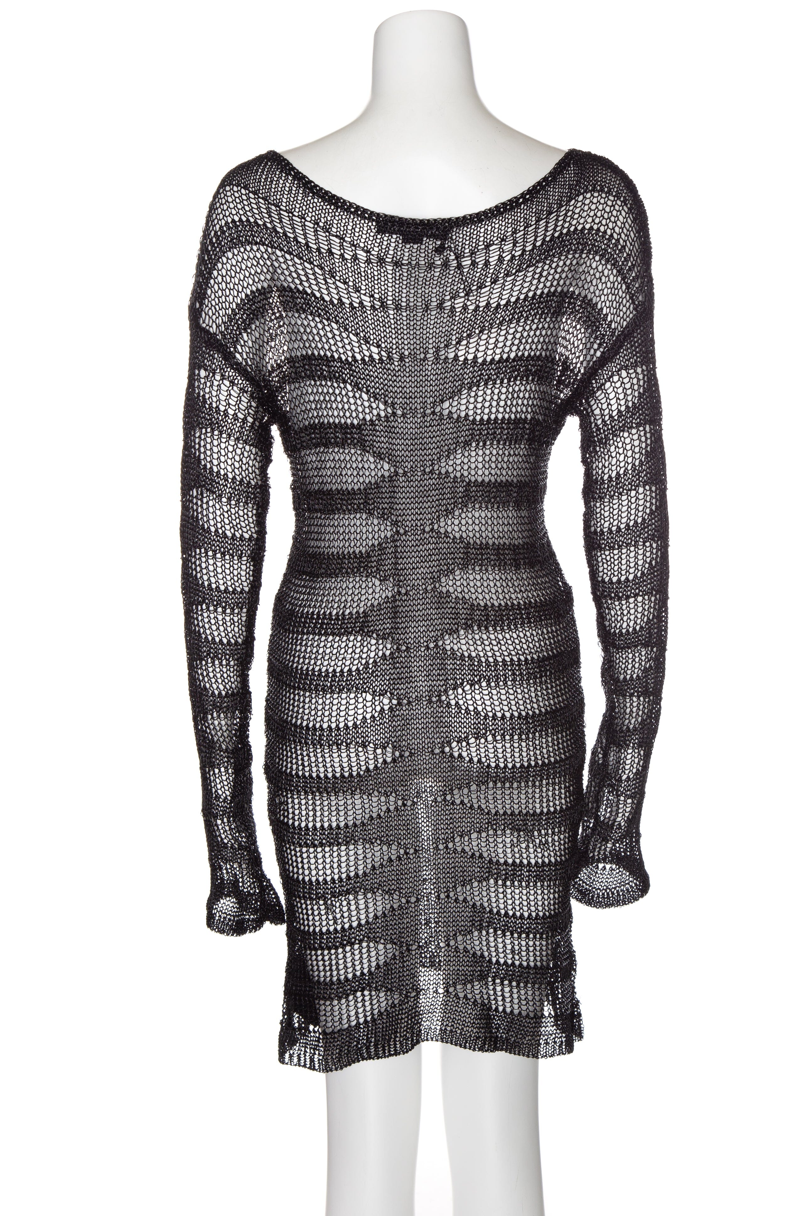 Alexander Wang Black Mesh Boat Neck Mini Dress SZ M - Image 3