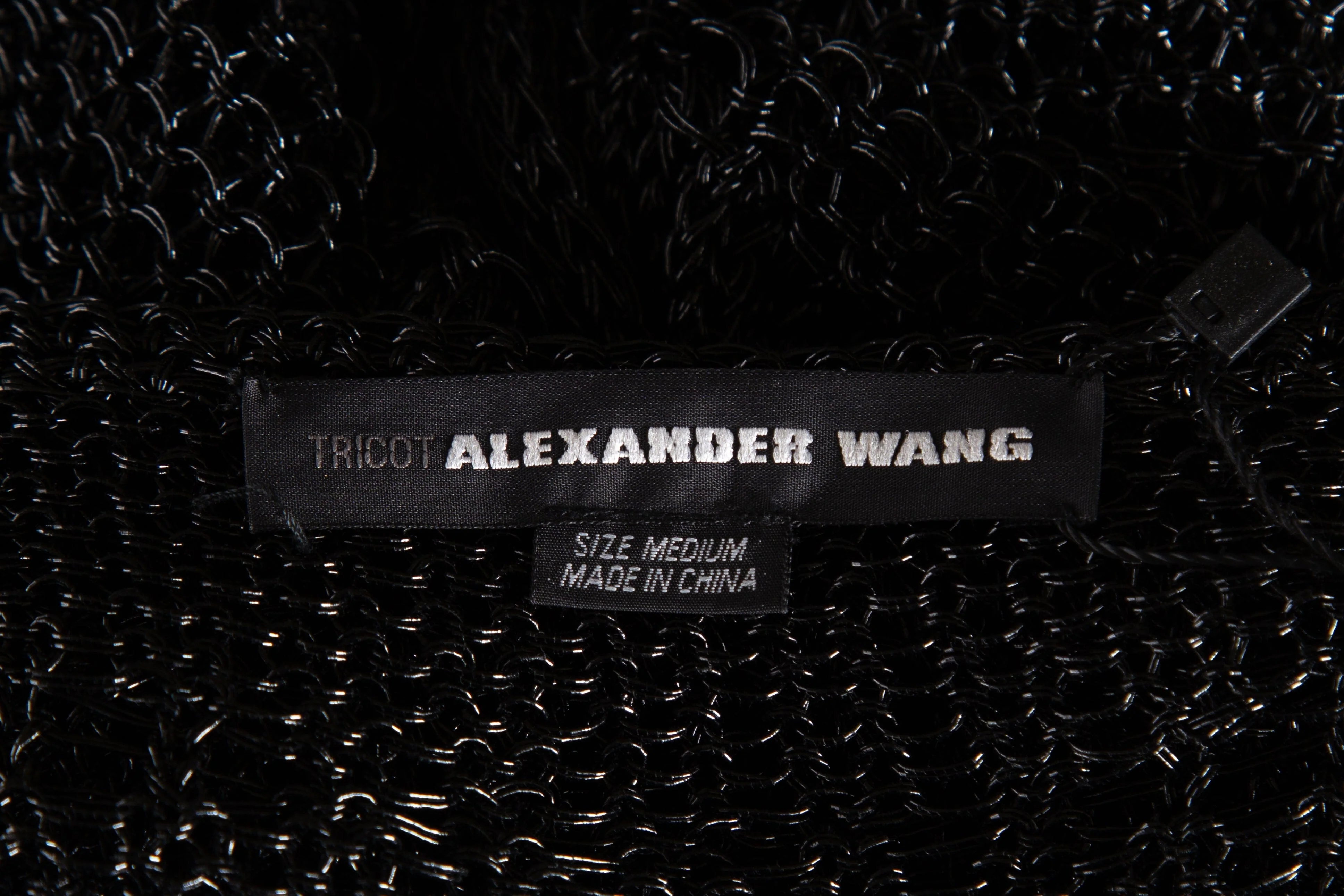 Alexander Wang Black Mesh Boat Neck Mini Dress SZ M - Image 4