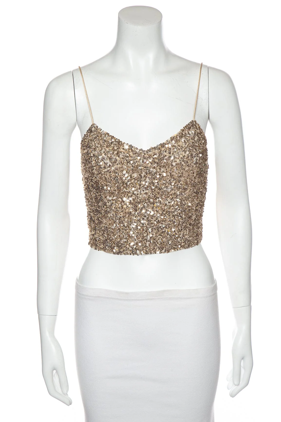 Alice and Olivia Gold Sequin Crop Top SZ L NWT