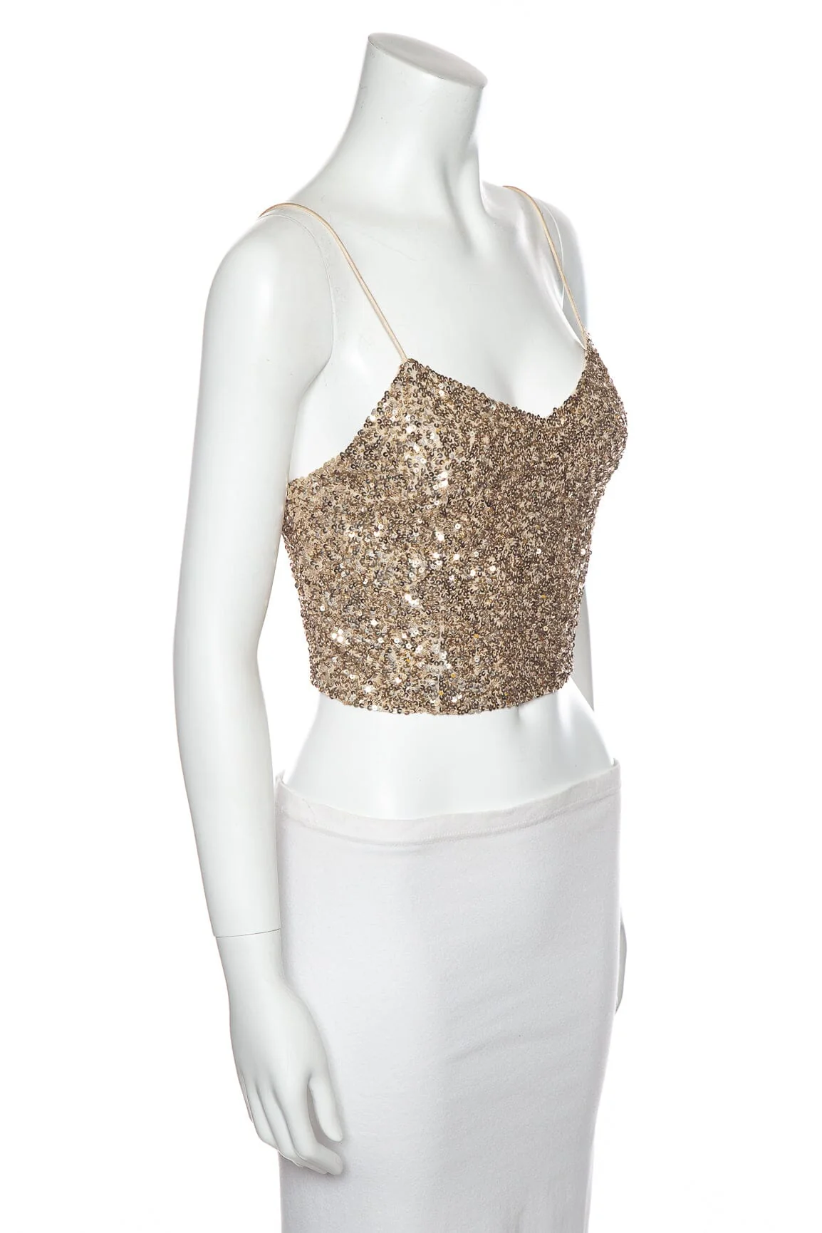 Alice and Olivia Gold Sequin Crop Top SZ L NWT - Image 2