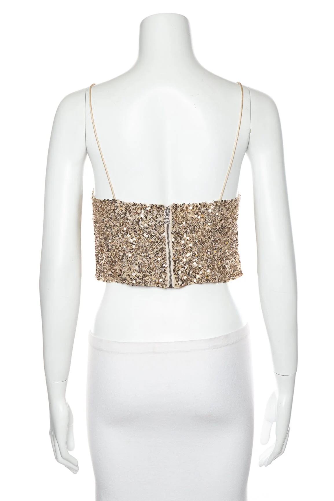 Alice and Olivia Gold Sequin Crop Top SZ L NWT - Image 3