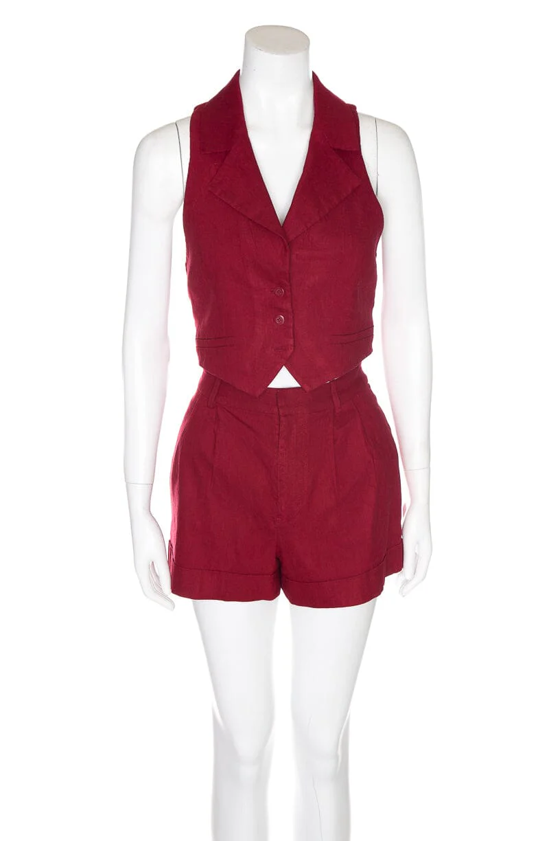 Alice and Olivia Red Vest and Short Set SZ 4