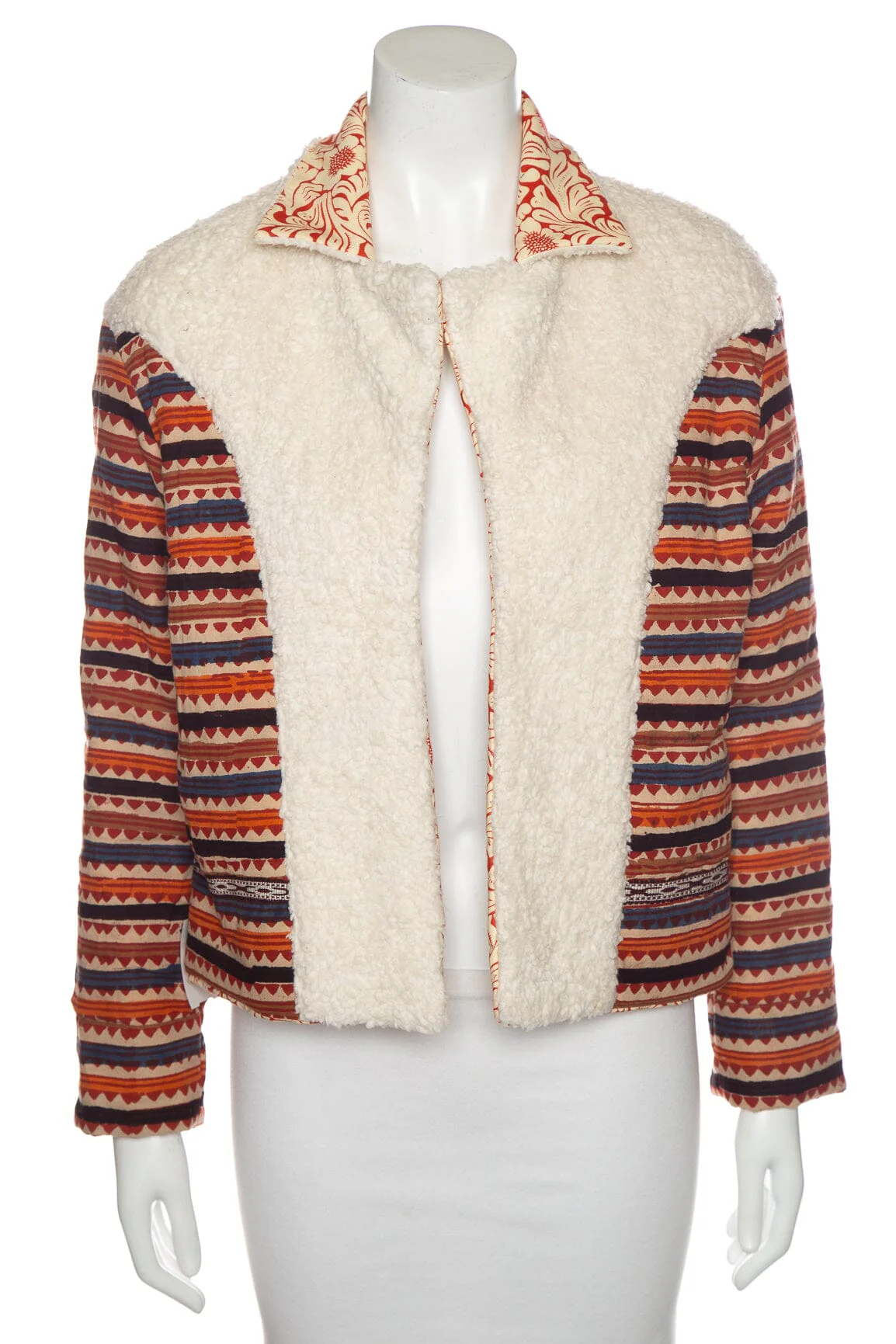 Alix of Bohemia Orange and Cream Floral Printed Jacket SZ XS