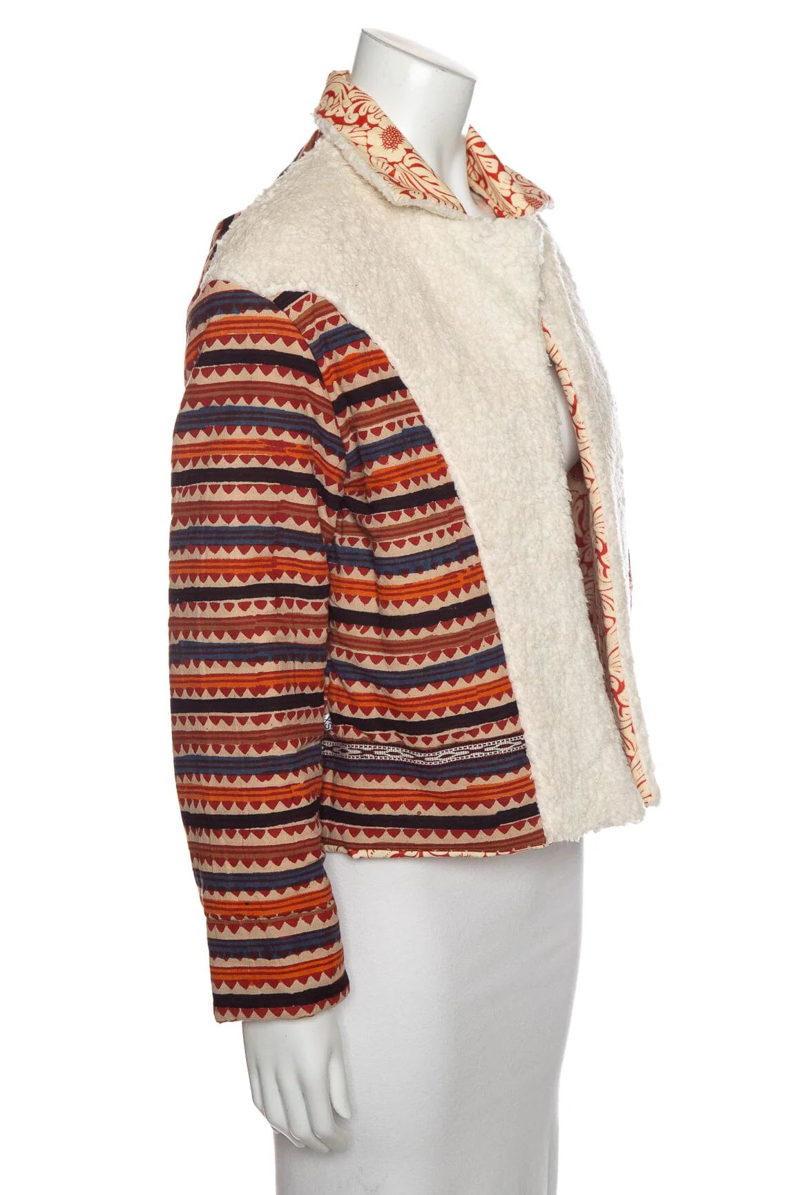 Alix of Bohemia Orange and Cream Floral Printed Jacket SZ XS - Image 2