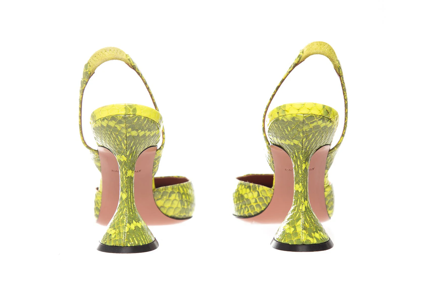 Amina Muaddi Yellow Python Print Slingback Pumps SZ 36 - Image 4