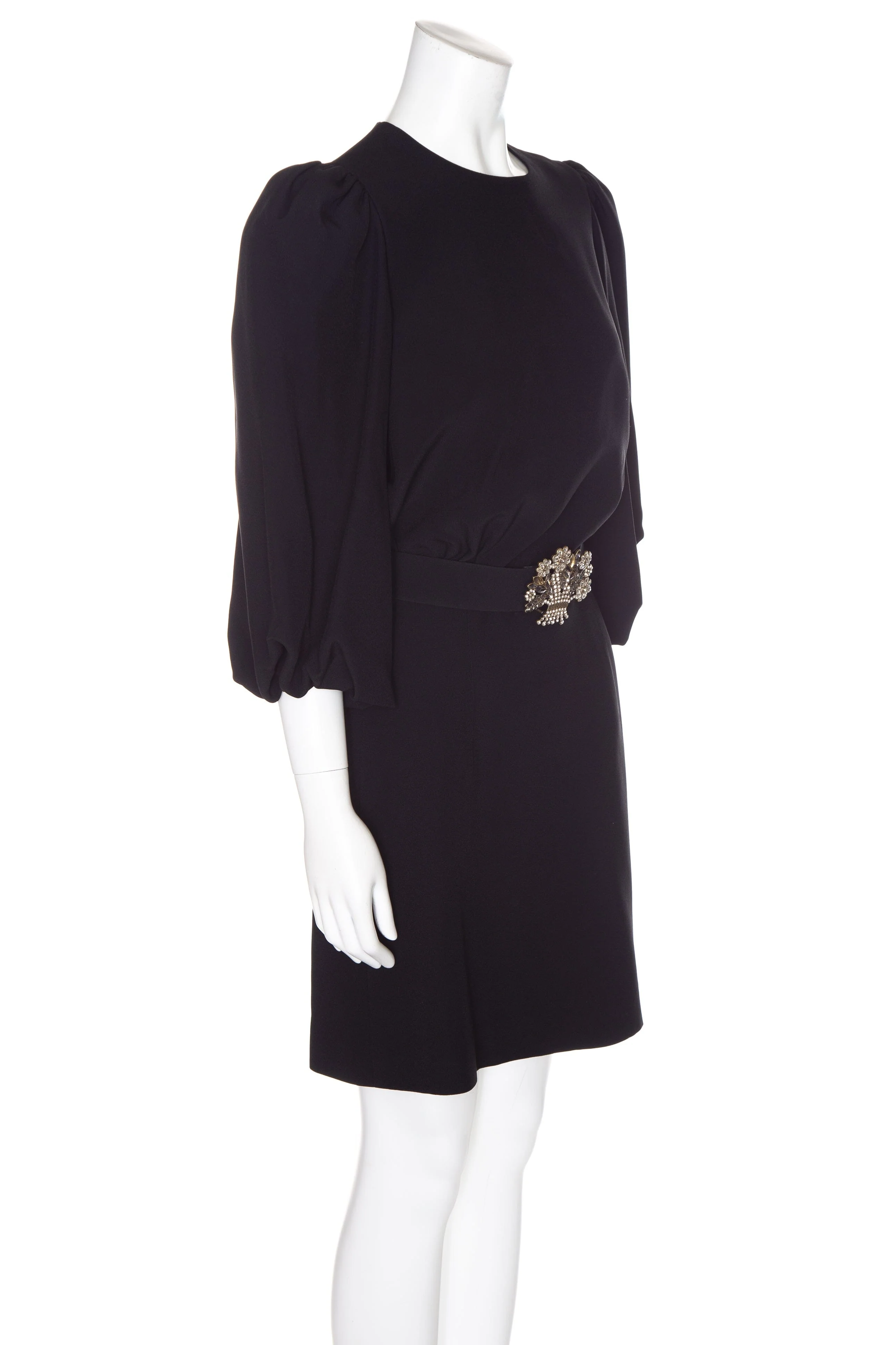 Andrew Gn Black Puff Sleeve Mini Dress SZ 40 - Image 2