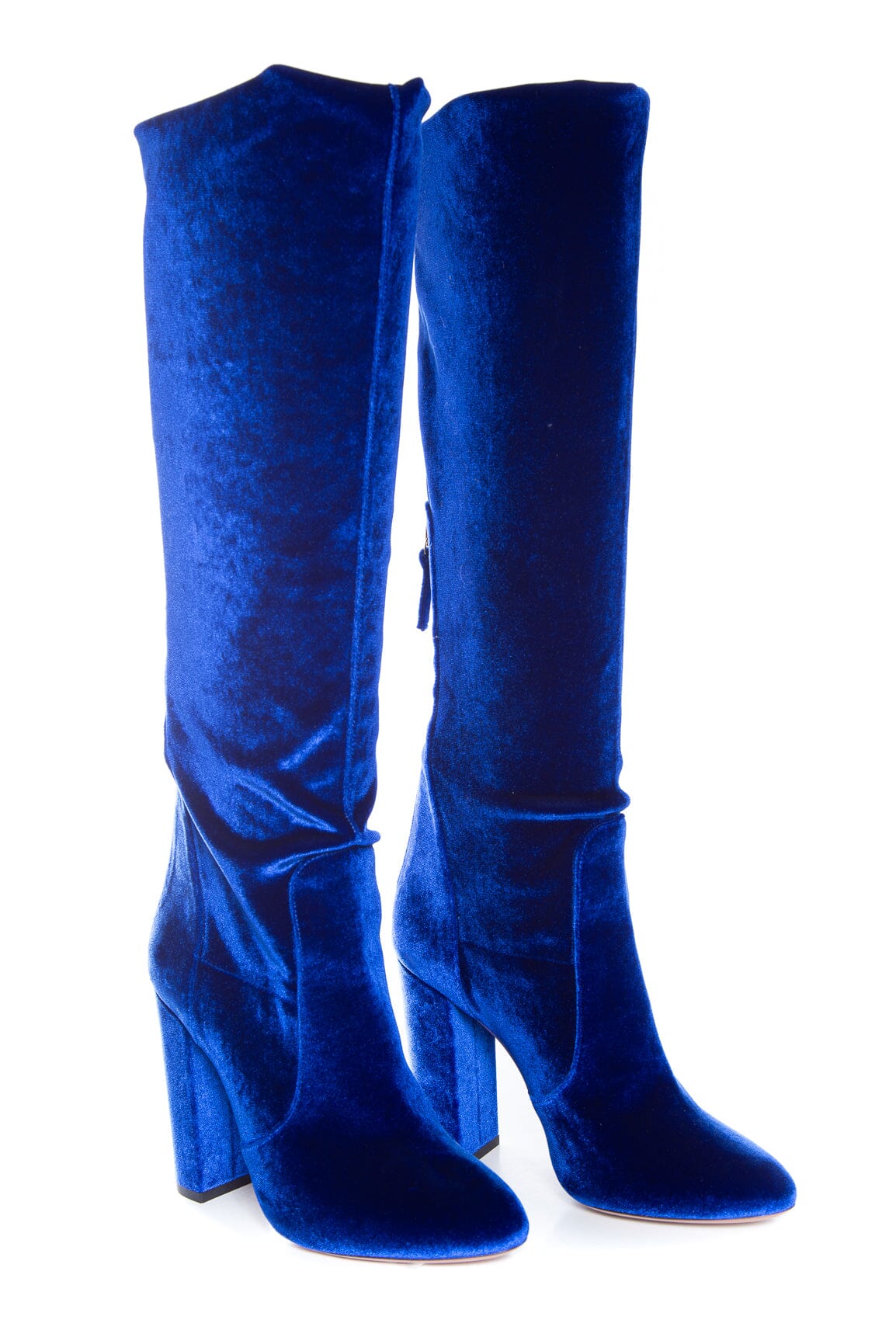 Aquazzura Royal Blue Velvet Knee High Boots SZ 39 - Image 3