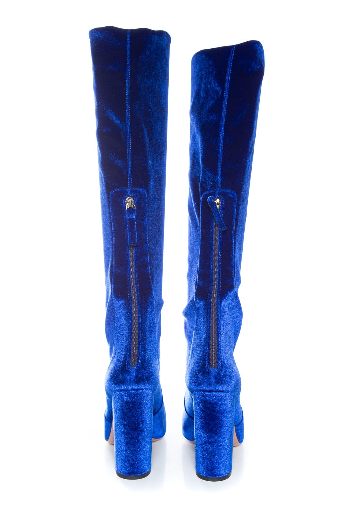 Aquazzura Royal Blue Velvet Knee High Boots SZ 39 - Image 4
