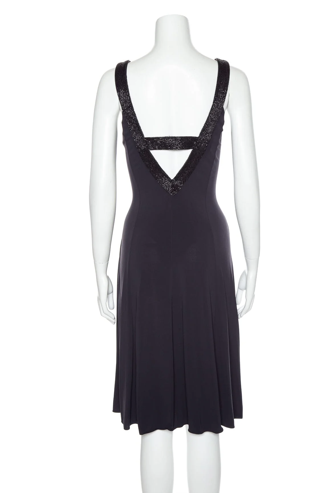 Armani Collezioni Navy Beaded Neckline Dress SZ 10 - Image 3