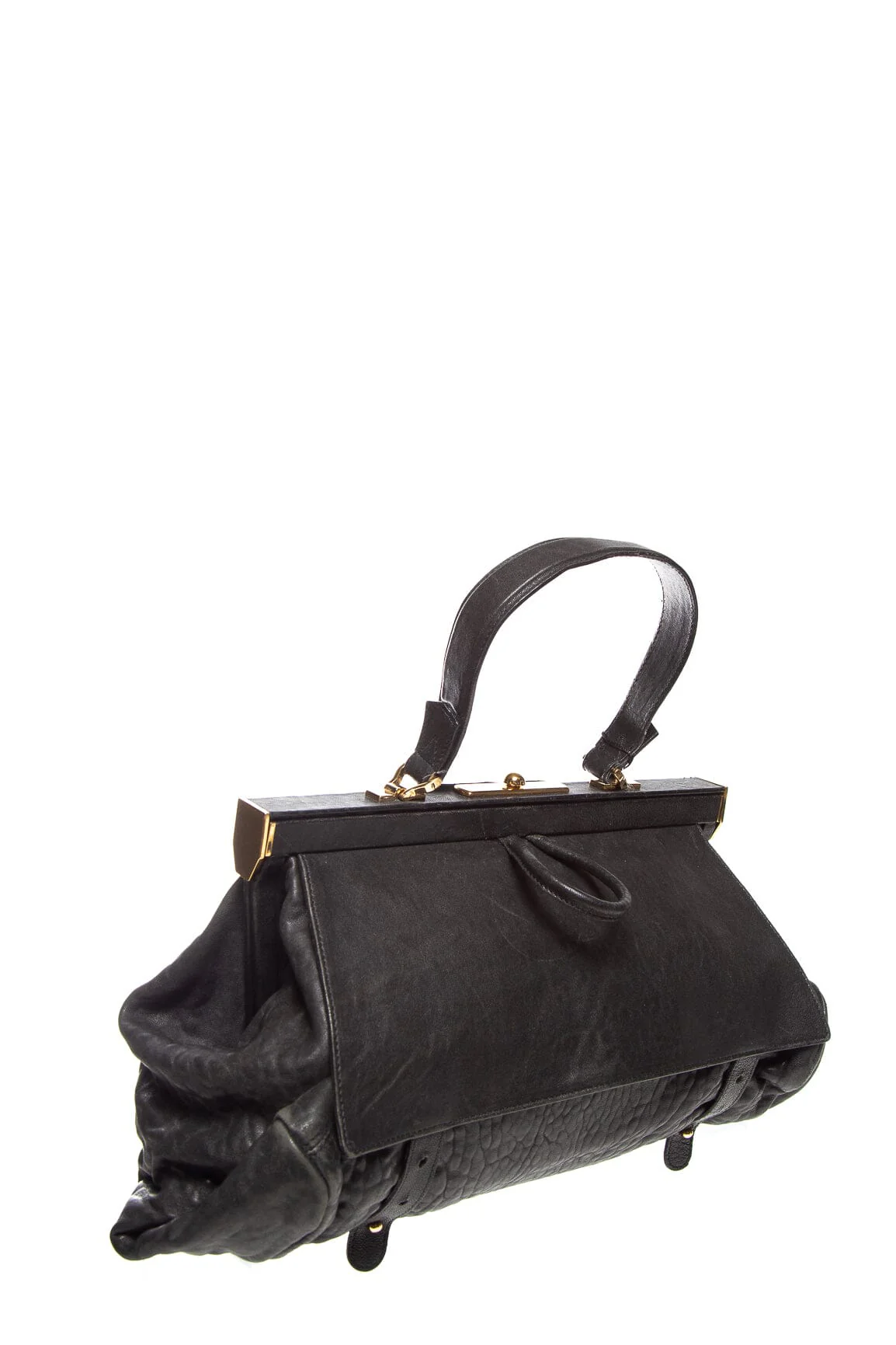 Balenciaga Black Leather Partition Frame Handbag - Image 2