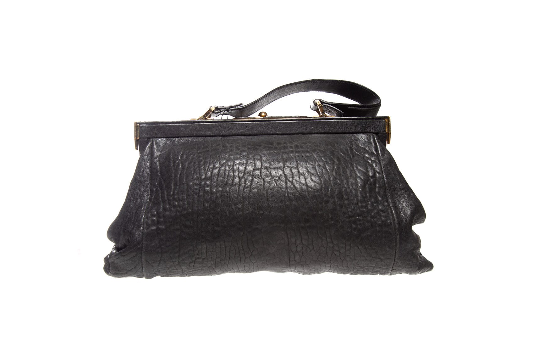 Balenciaga Black Leather Partition Frame Handbag - Image 3