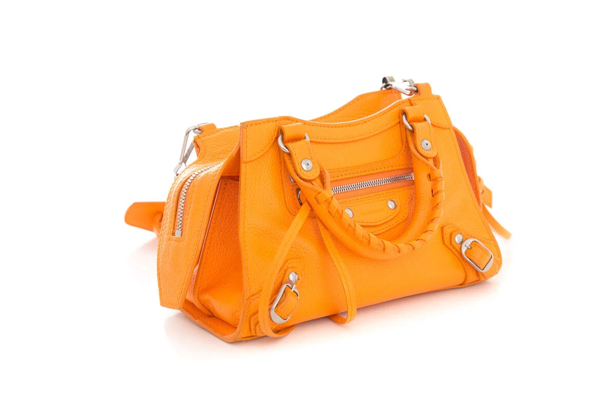 Balenciaga Orange Grained Calfskin Neo Classic Mini City Handbag - Image 3