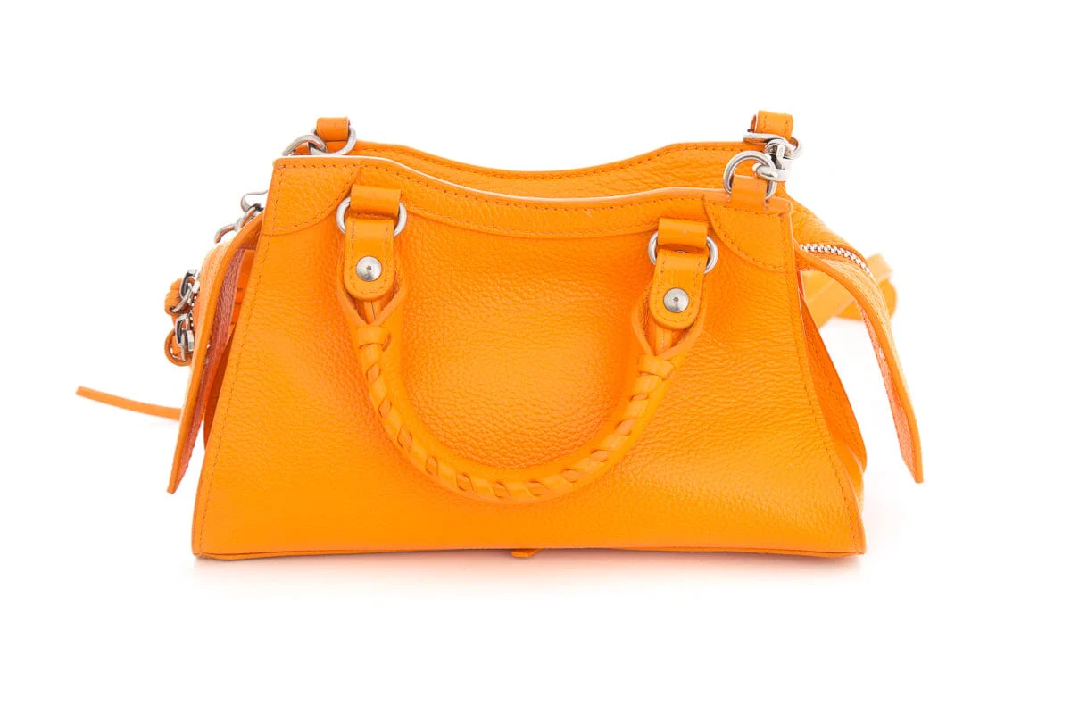 Balenciaga Orange Grained Calfskin Neo Classic Mini City Handbag - Image 4