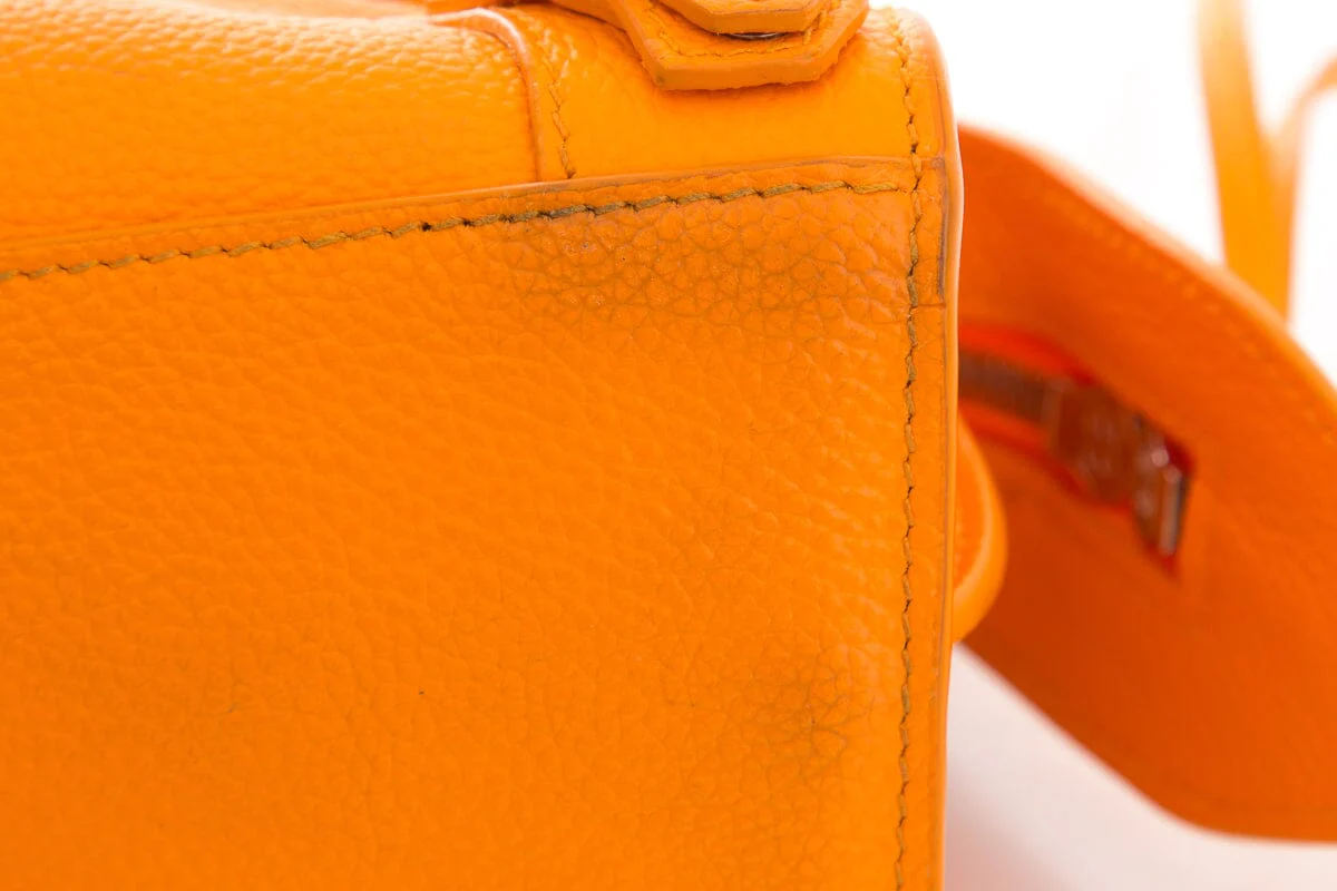 Balenciaga Orange Grained Calfskin Neo Classic Mini City Handbag - Image 6