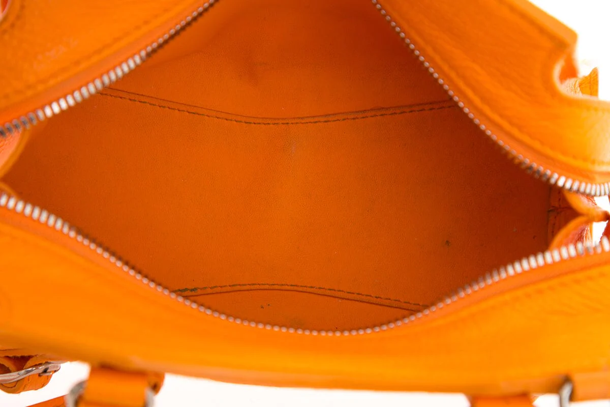 Balenciaga Orange Grained Calfskin Neo Classic Mini City Handbag - Image 9
