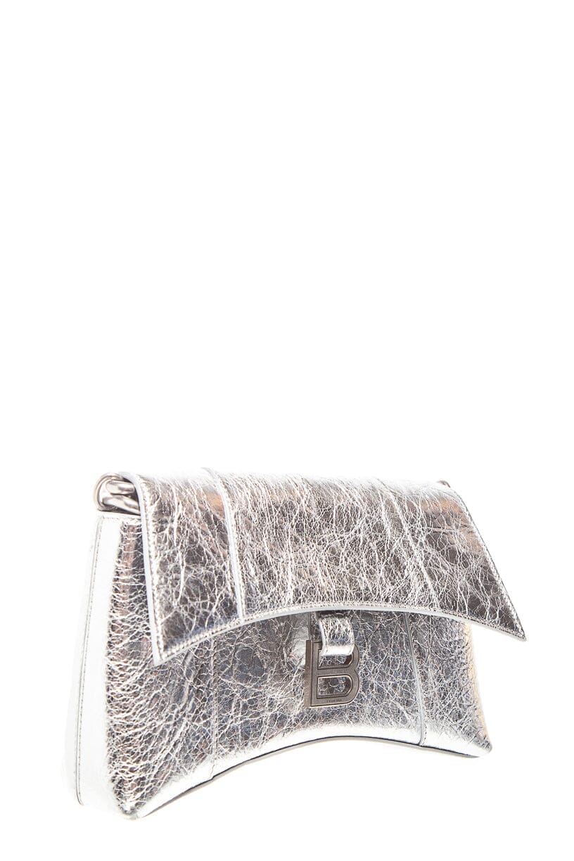 Balenciaga Silver Wrinkled Leather Downtown Bag - Image 3
