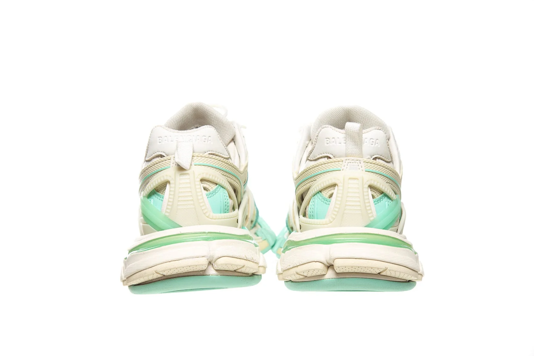 Balenciaga White and Blue Lace Up Track2 Sneakers SZ 8 - Image 4