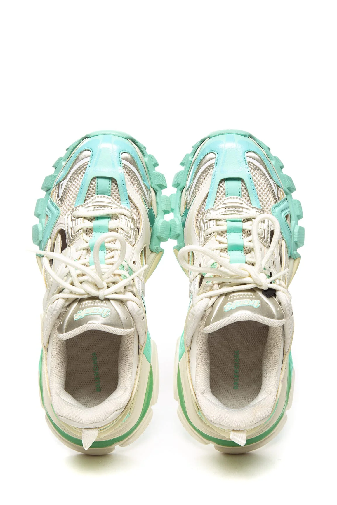 Balenciaga White and Blue Lace Up Track2 Sneakers SZ 8 - Image 5