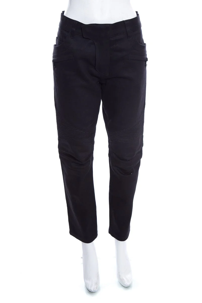 Balmain Black Moto Jeans SZ 34