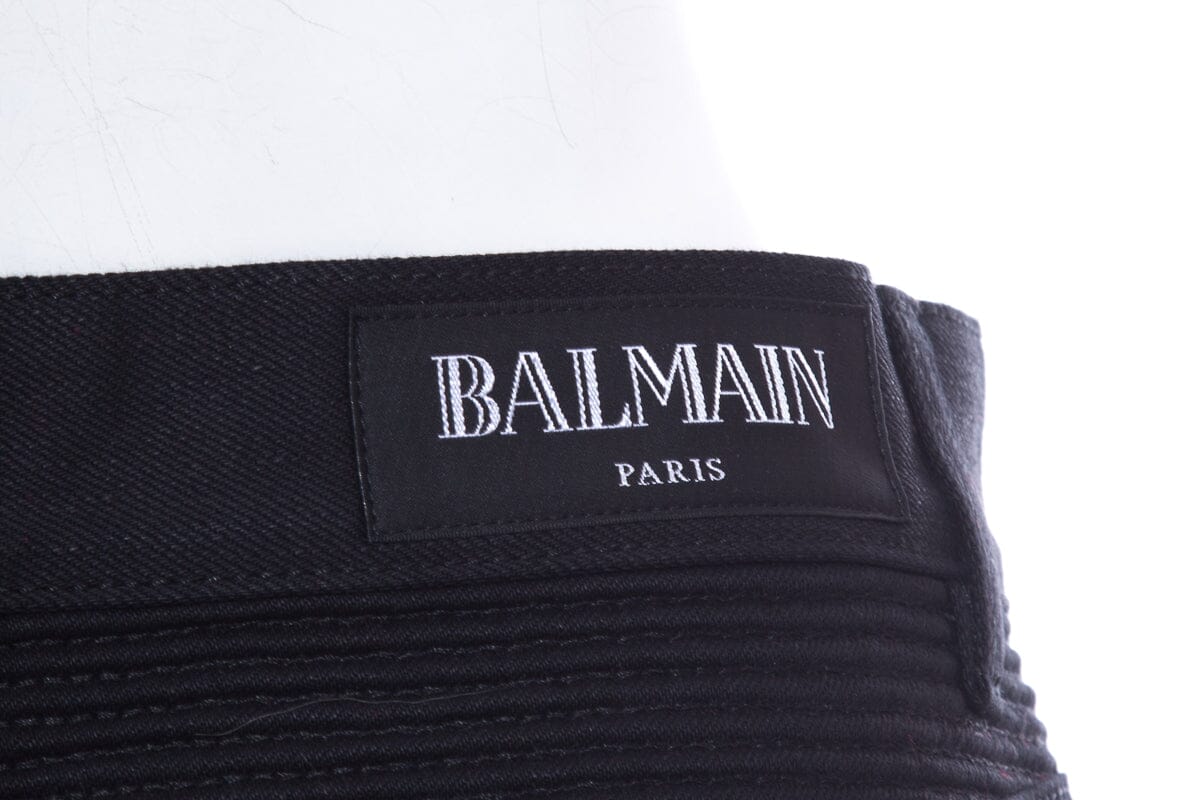 Balmain Black Moto Jeans SZ 34 - Image 4