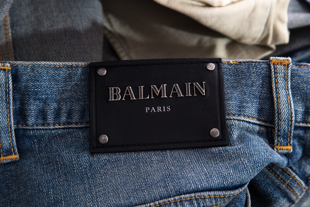 Balmain Denim Moto Skinny Jeans SZ 34 - Image 4