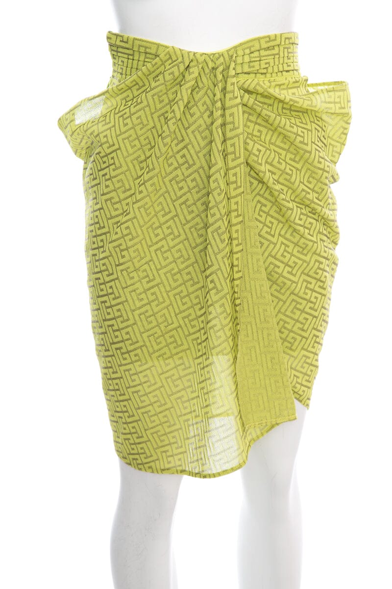 Balmain Lime Green Logo Mini Skirt SZ 34
