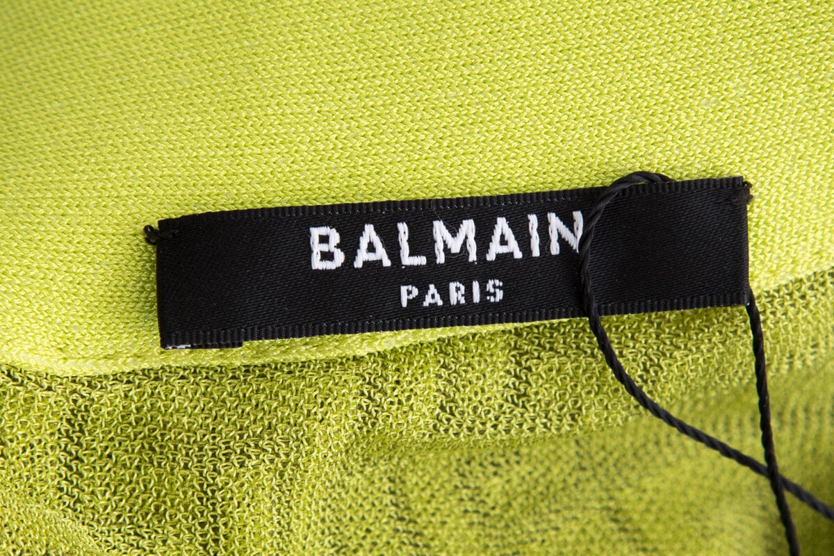 Balmain Lime Green Logo Mini Skirt SZ 34 - Image 3