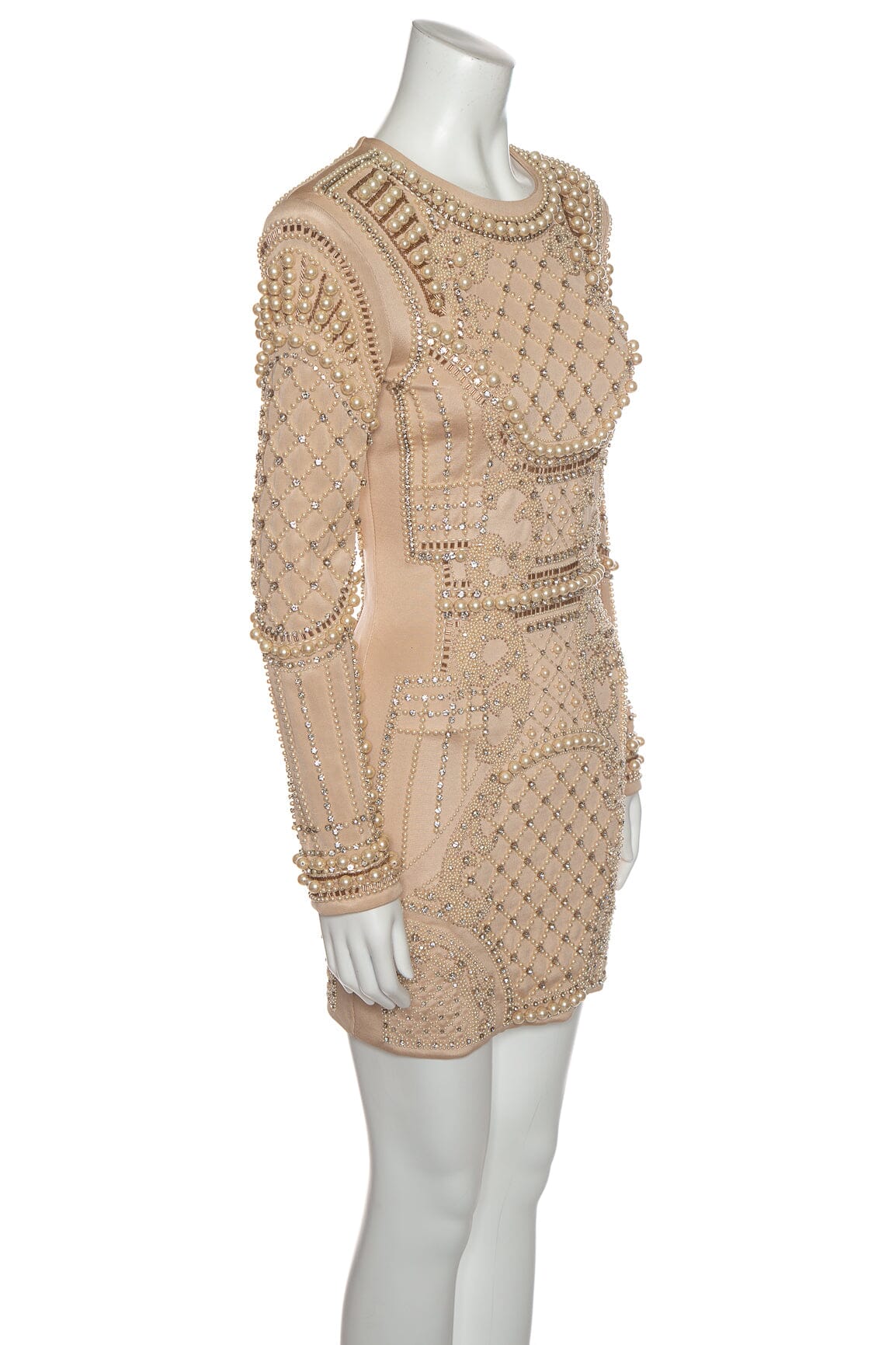 Balmain Nude Bead Embellished Mini Dress SZ 36 - Image 2