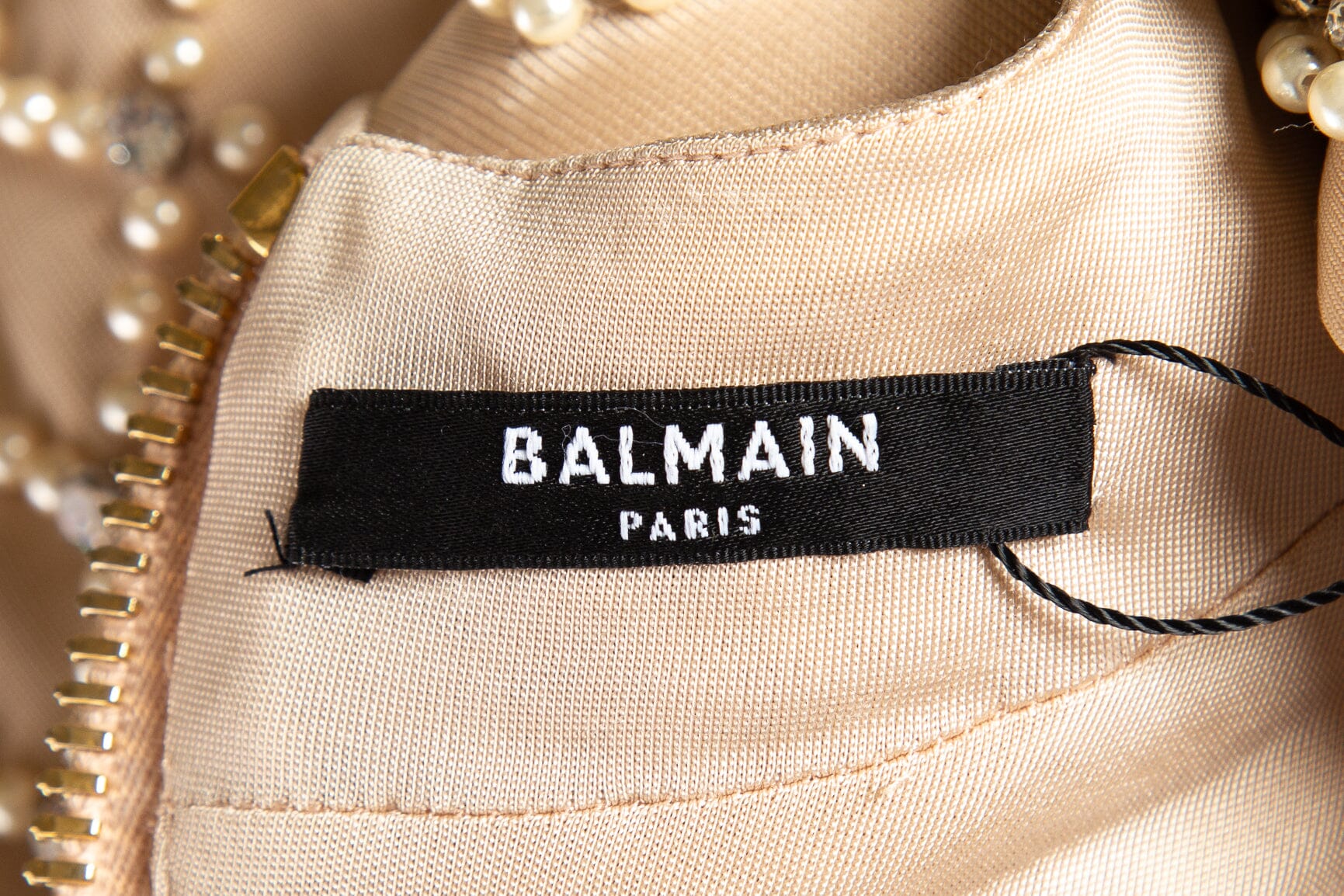 Balmain Nude Bead Embellished Mini Dress SZ 36 - Image 4